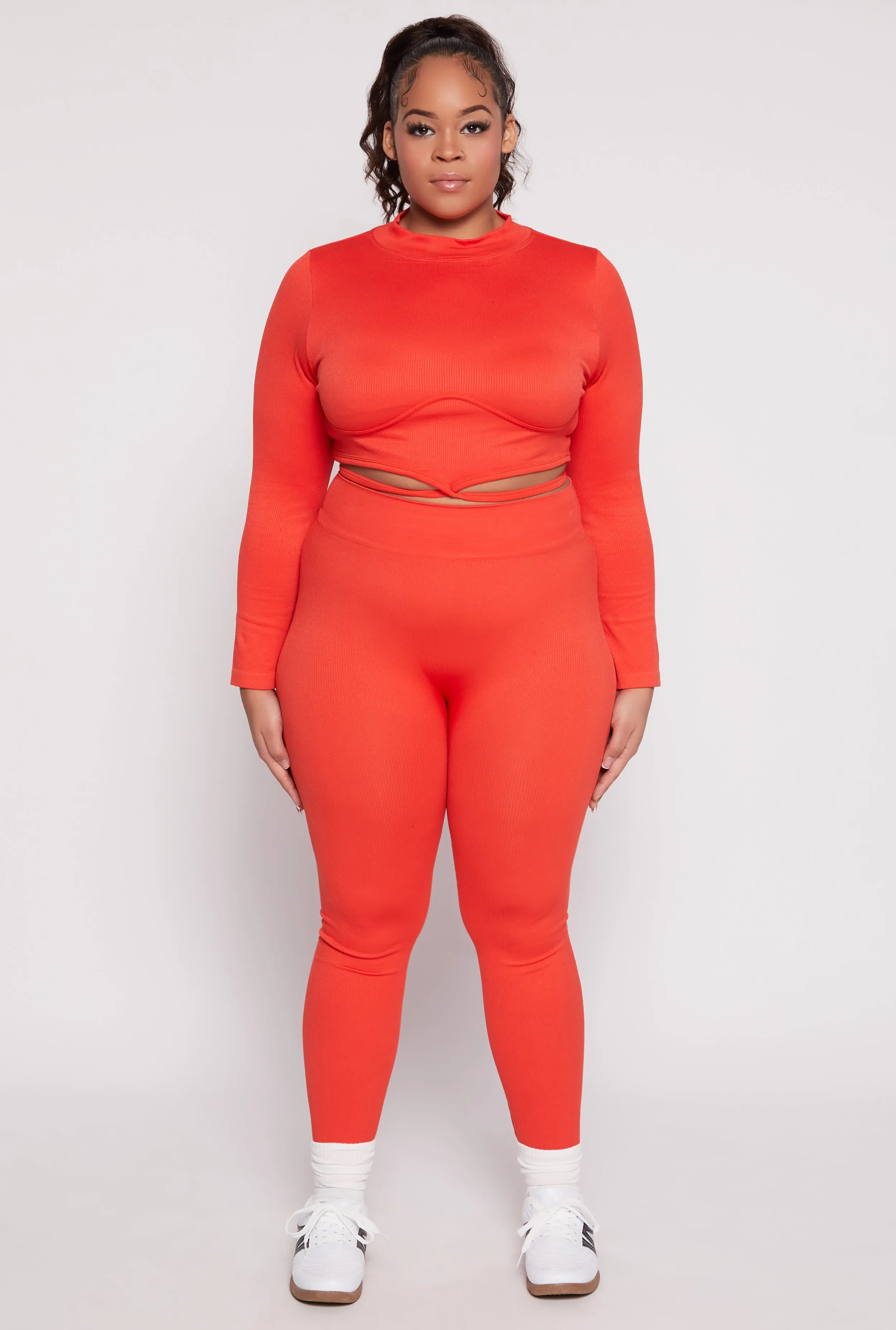Plus Size Seamless Rib Knit High Waist Leggings sold by Rainbow