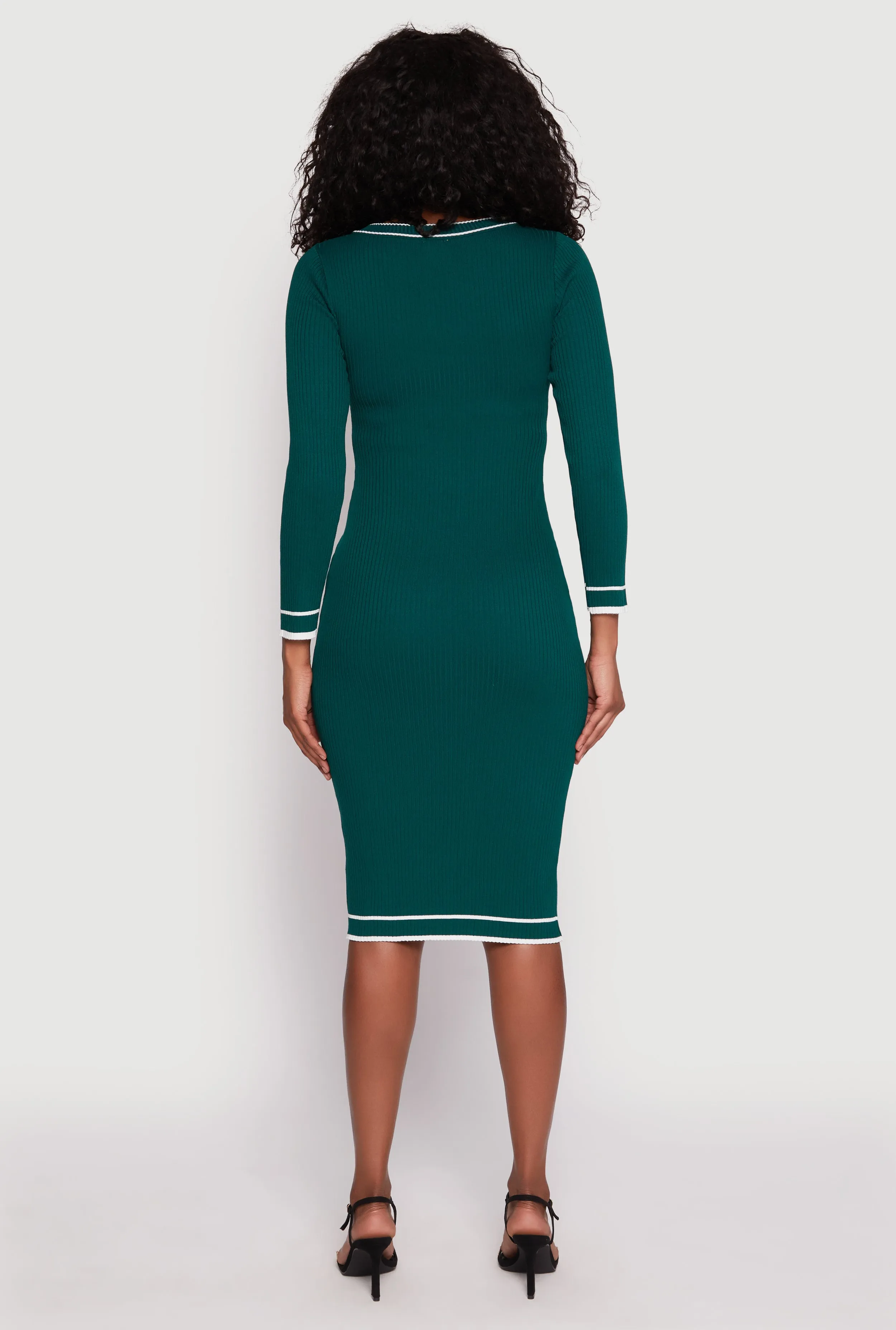 Daisy Ribbed Knit Contrast Trim Sweater Dress sold by Rainbow product image thumbnail 3