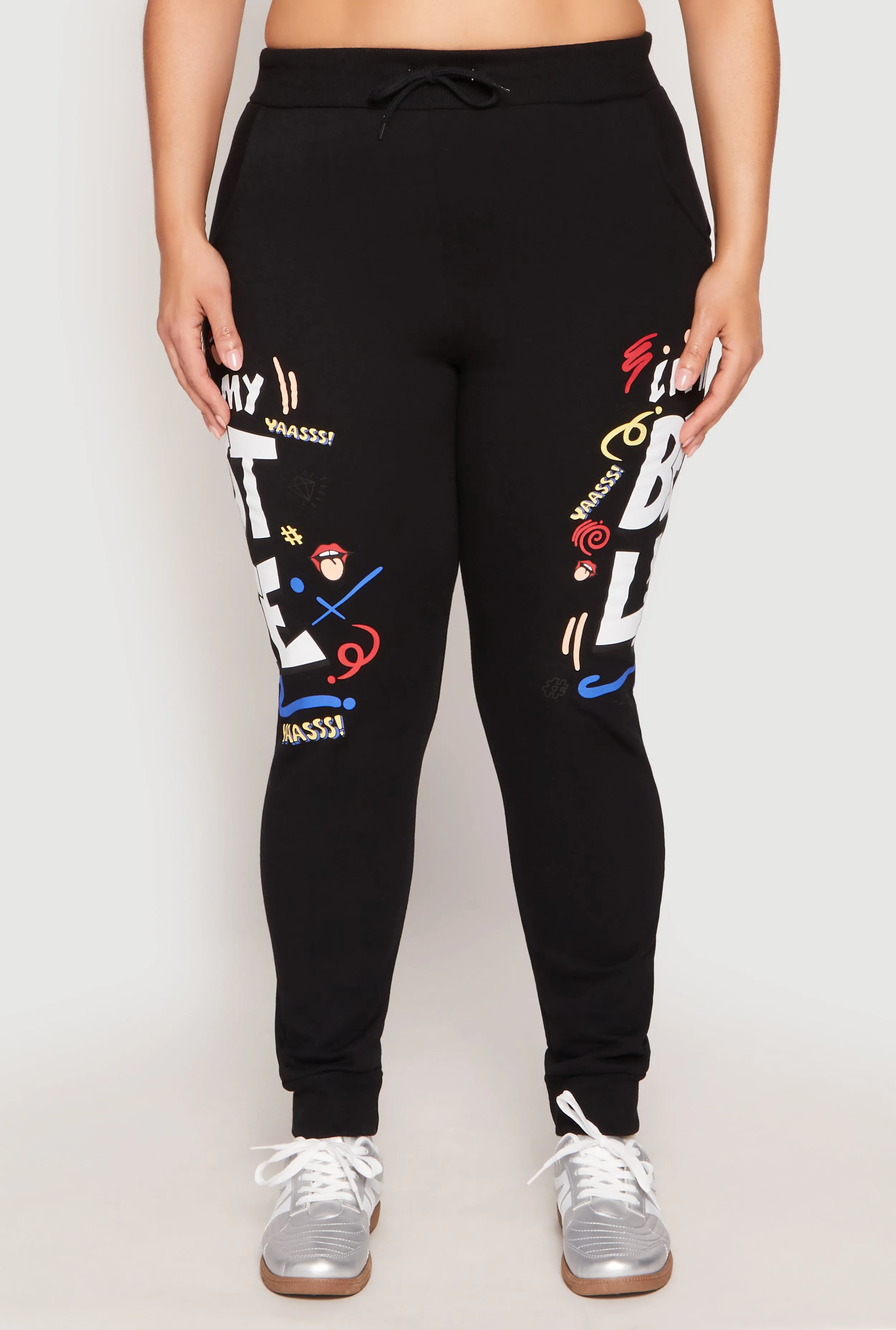 Plus Size Living My Best Life Fleece Joggers sold by Rainbow product image thumbnail 3