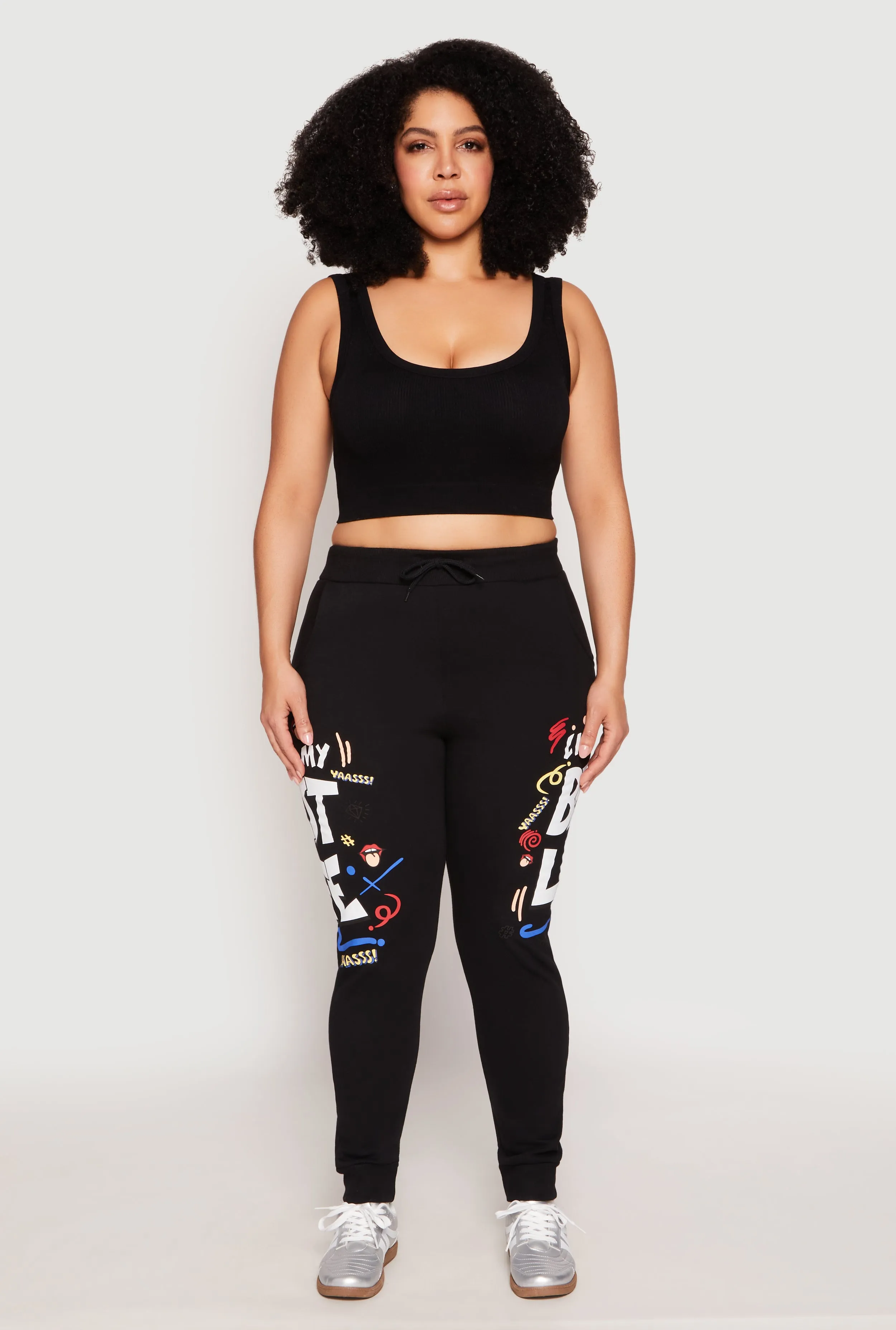 Plus Size Living My Best Life Fleece Joggers sold by Rainbow