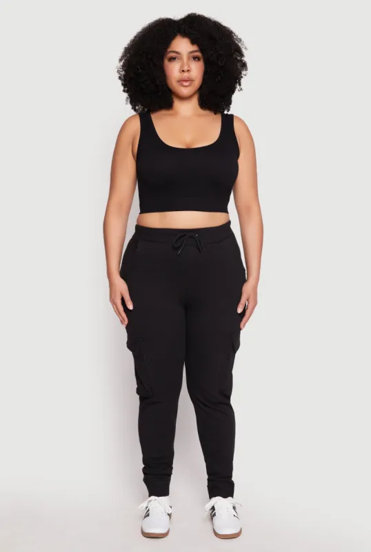Plus Size Cargo Pocket High Waisted Joggers sold by Rainbow