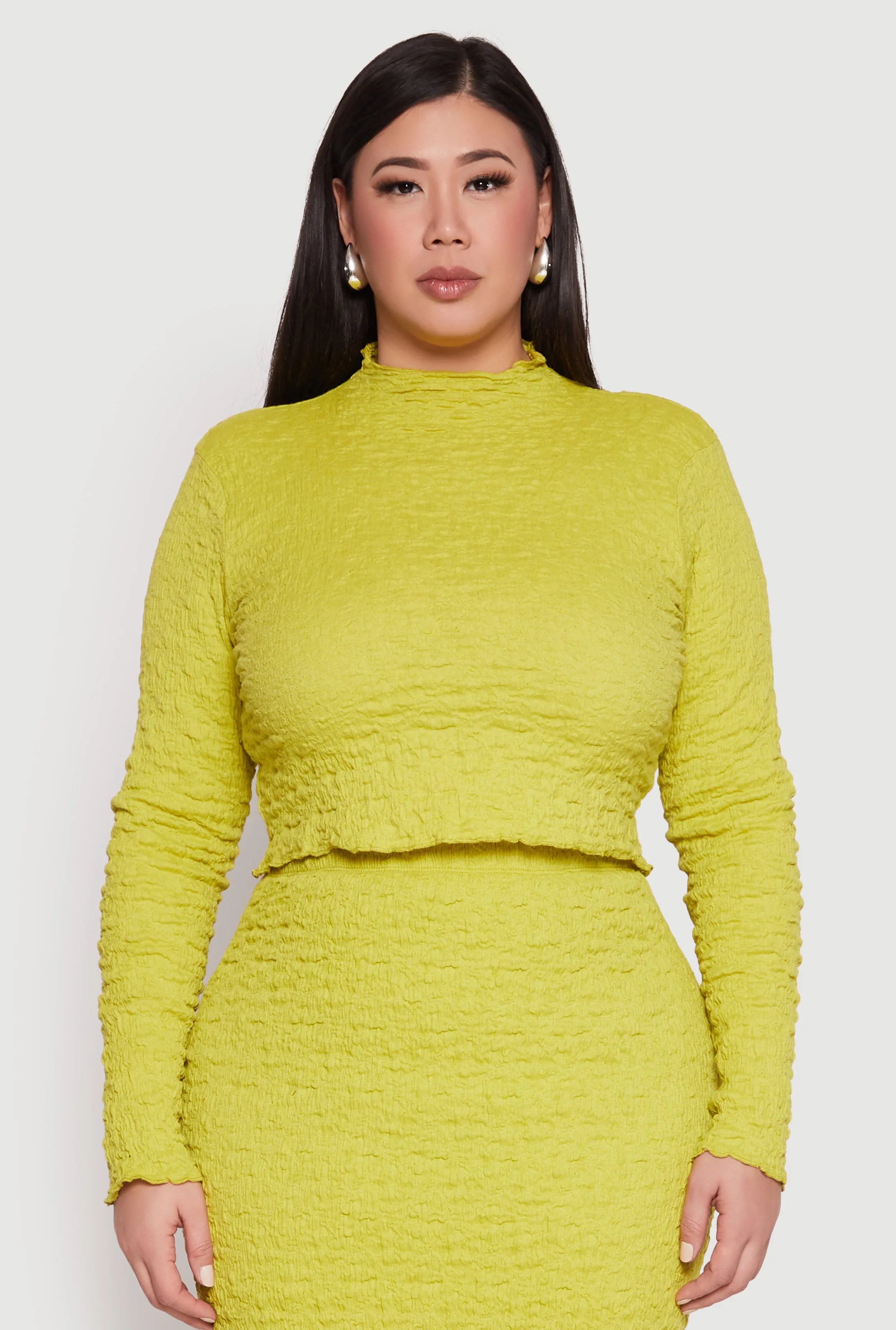 Plus Size Almost Famous Textured Knit Funnel Neck Top sold by Rainbow