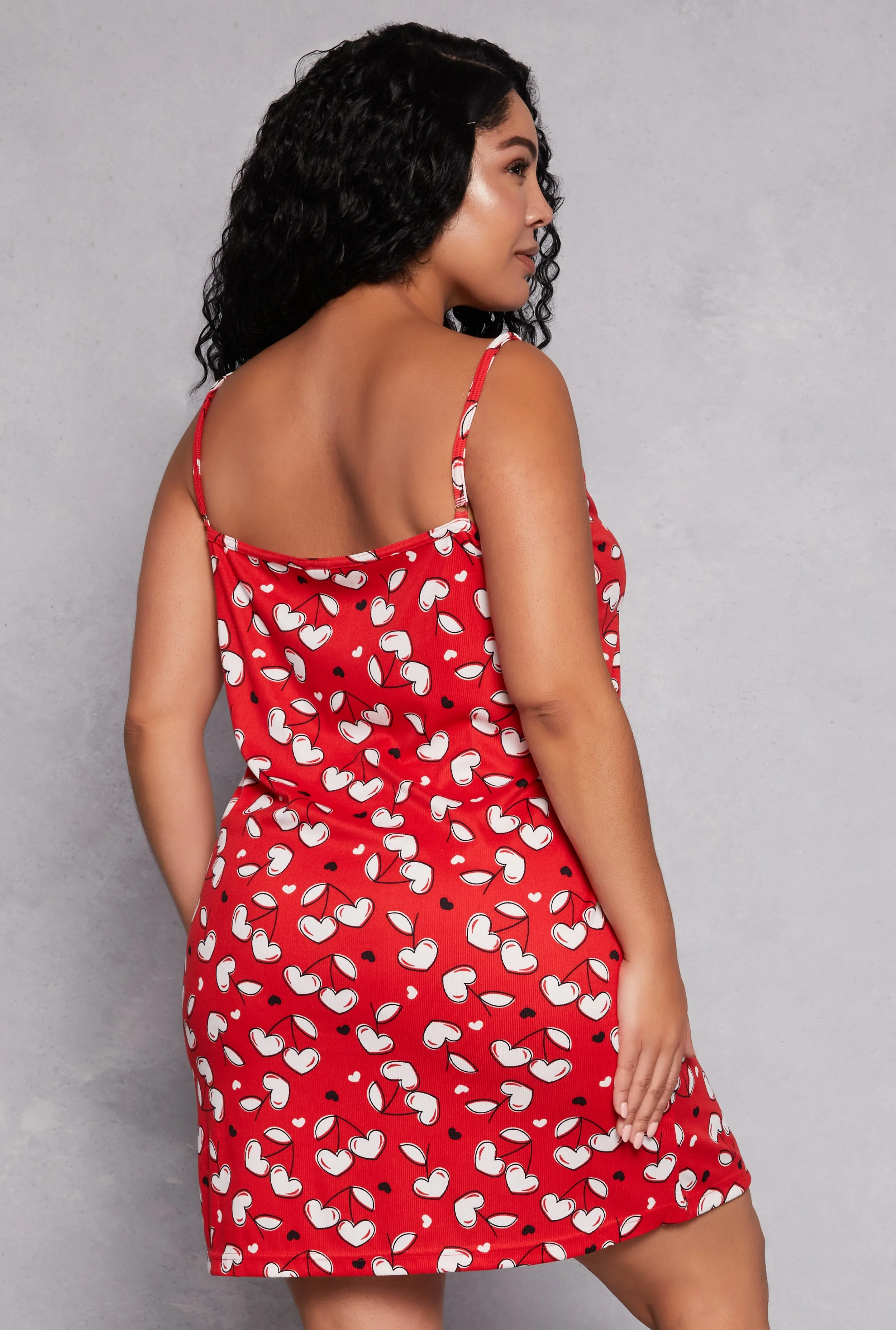 Plus Size Cherry Heart Print Cami Nightgown with Robe sold by Rainbow product image thumbnail 5