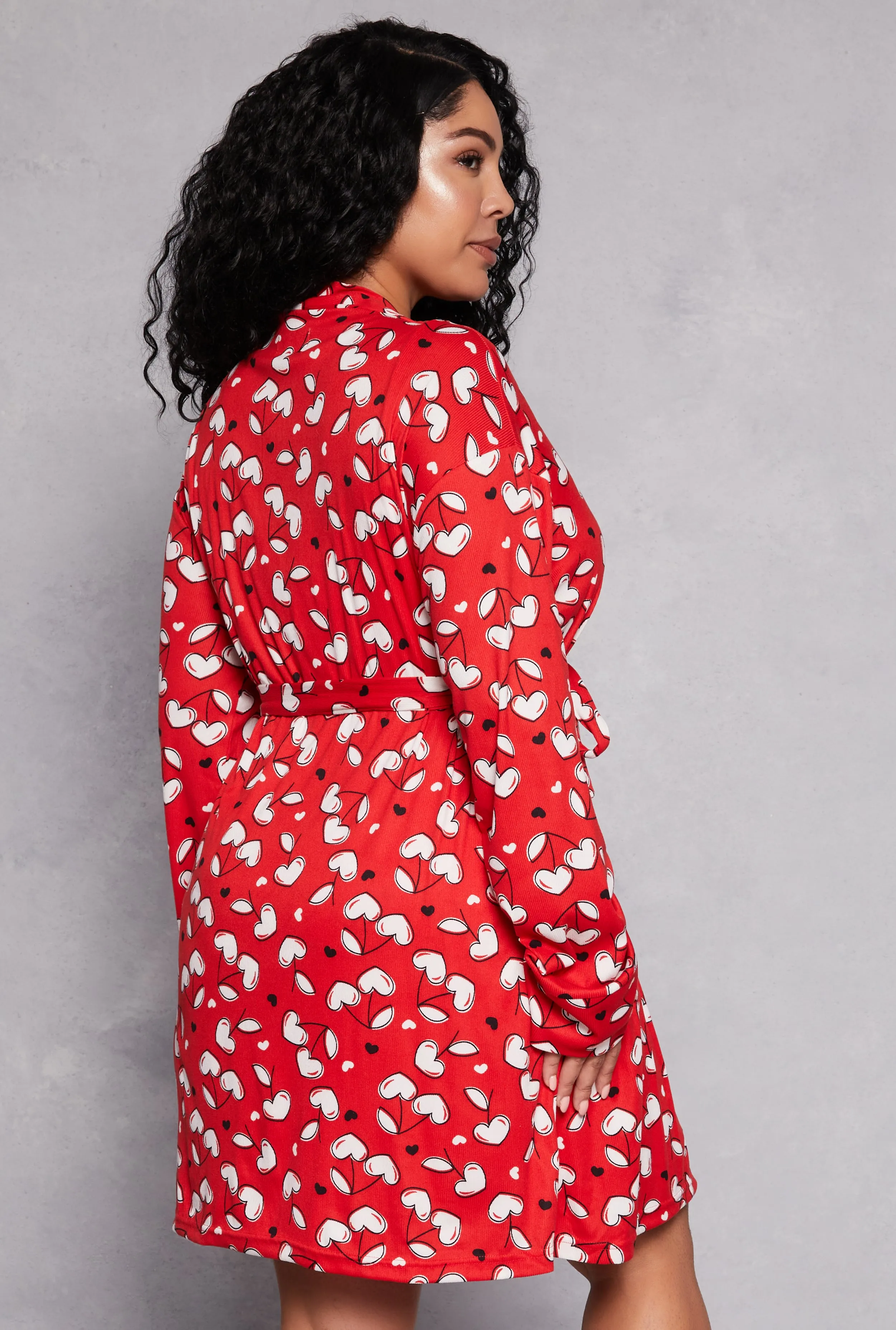 Plus Size Cherry Heart Print Cami Nightgown with Robe sold by Rainbow product image thumbnail 2