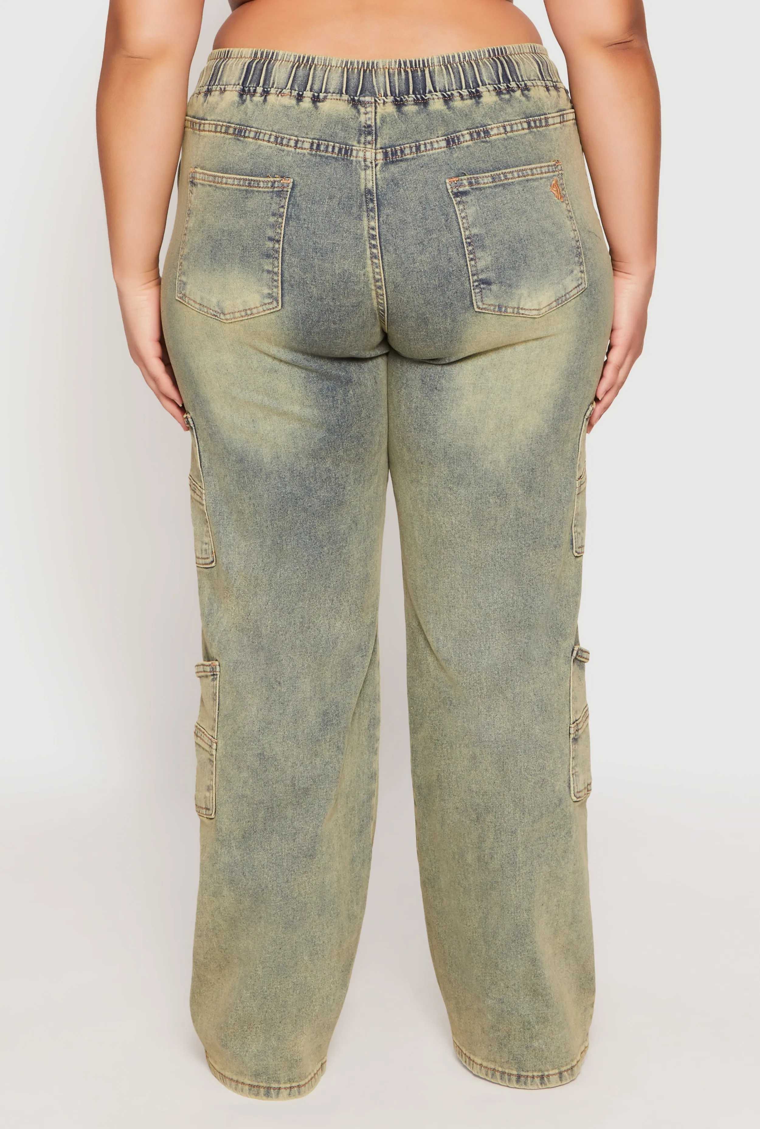 Plus Size VIP Acid Wash Drawstring Cargo Jeans sold by Rainbow product image thumbnail 5