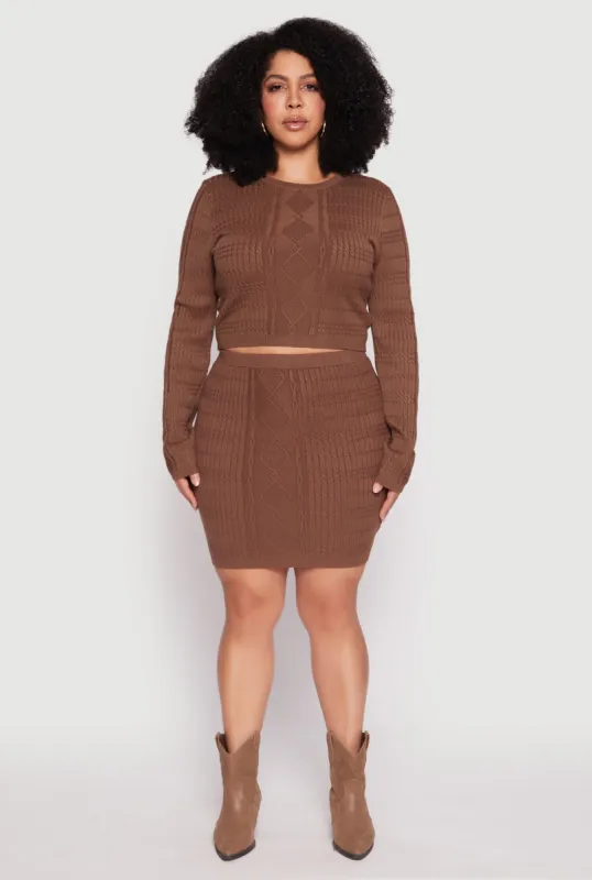 Plus Size Daisy Cable Knit Pencil Skirt sold by Rainbow