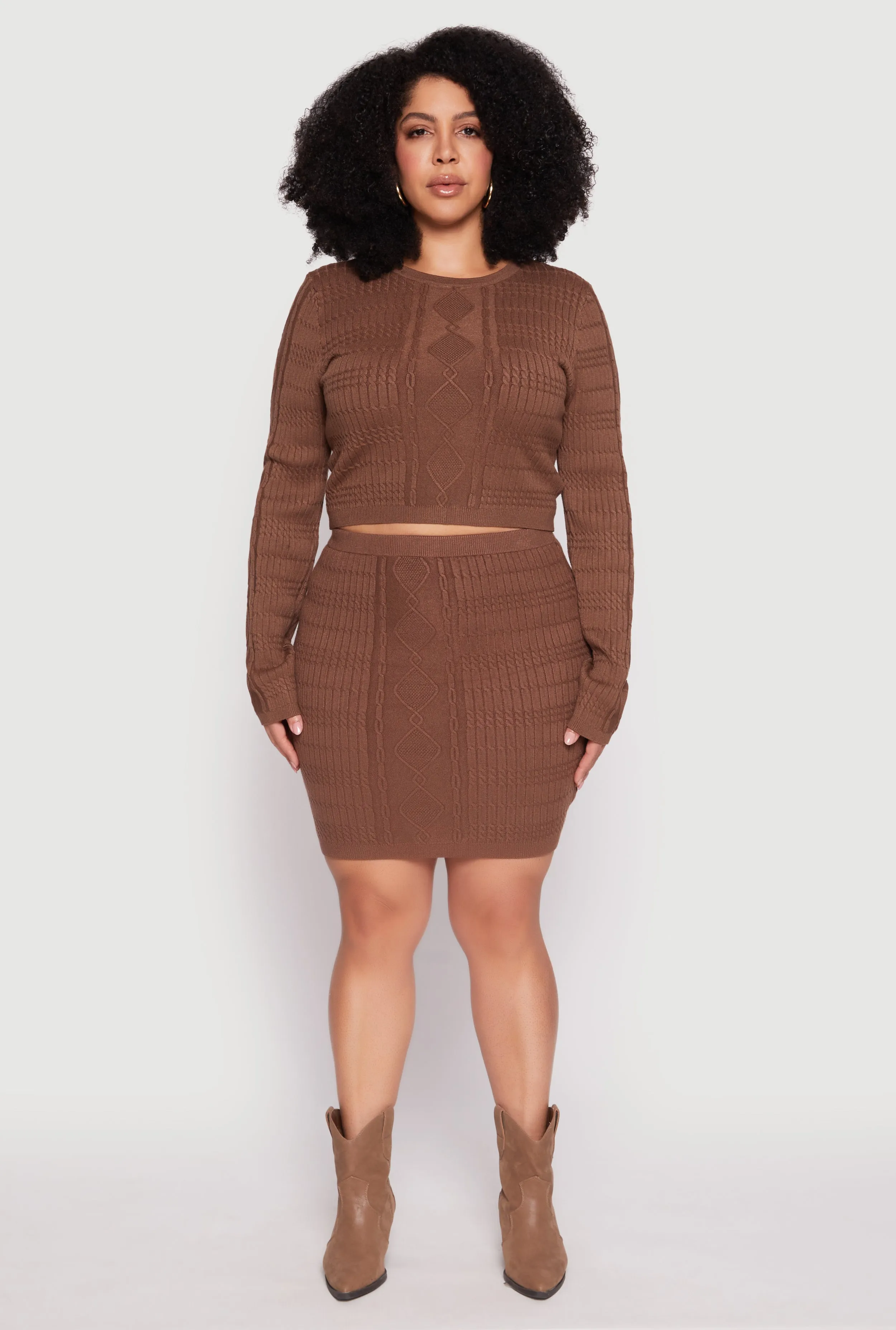 Plus Size Daisy Cable Knit Pencil Skirt sold by Rainbow