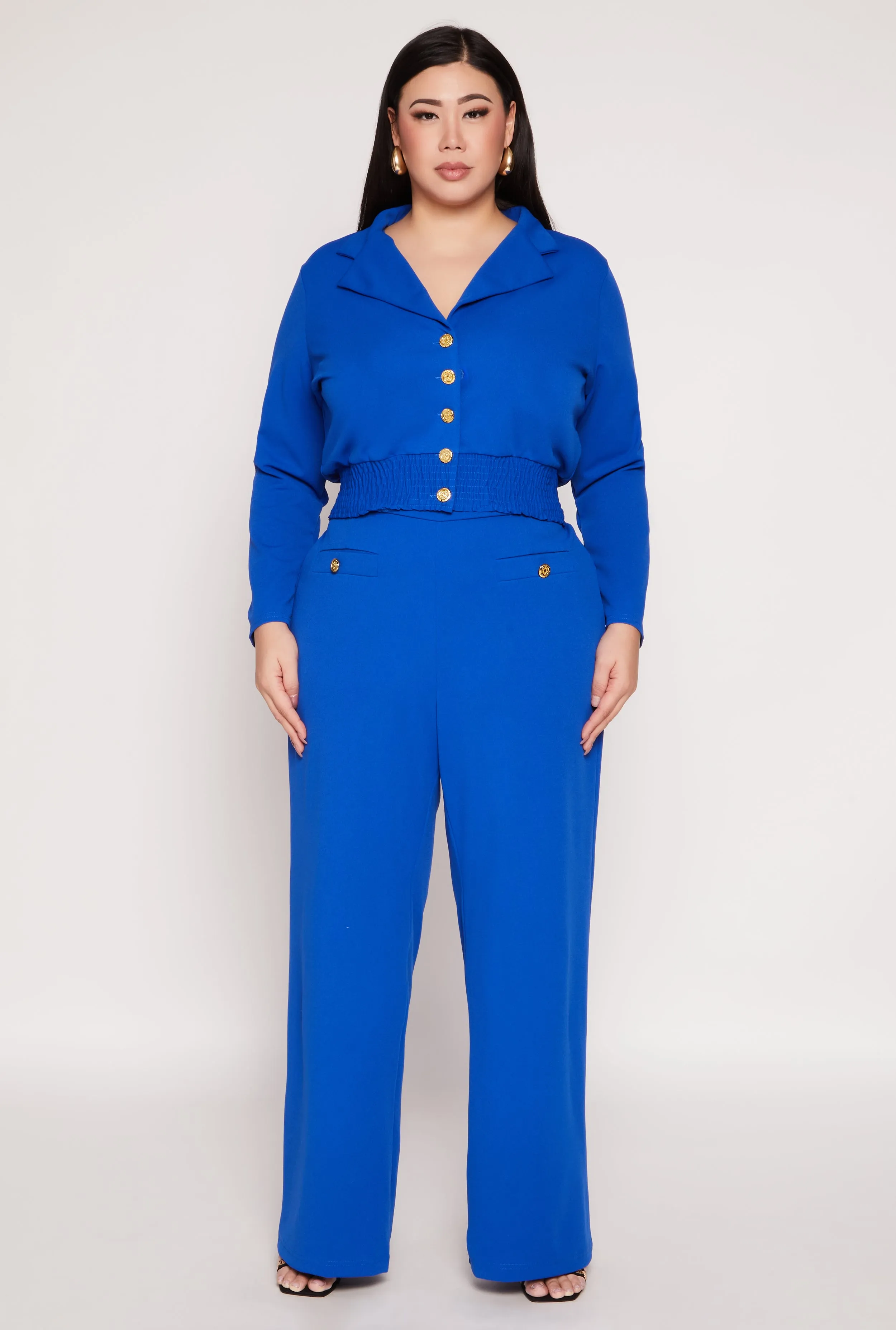 Plus Size Button Front Smocked Blouse sold by Rainbow product image thumbnail 2