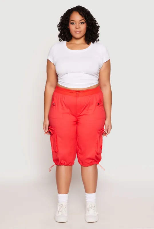 Plus Size Toggle Drawstring Bermuda Cargo Shorts sold by Rainbow