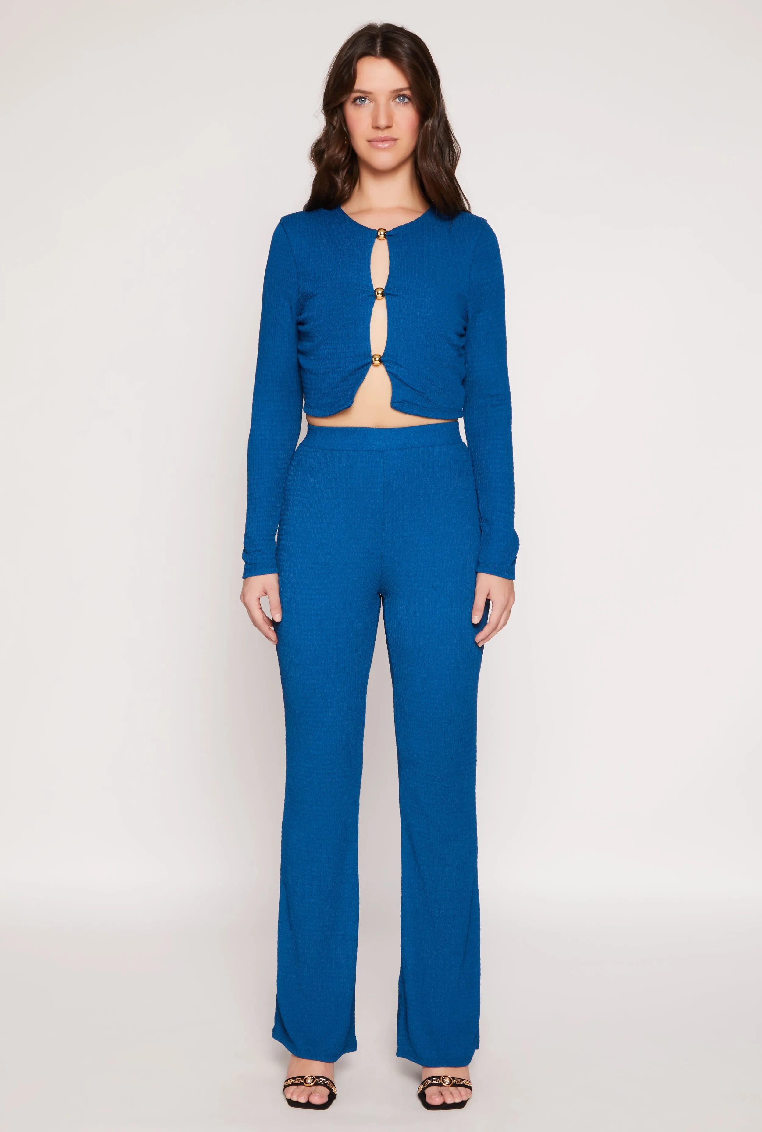 Textured Knit Keyhole Crop Top sold by Rainbow product image thumbnail 2