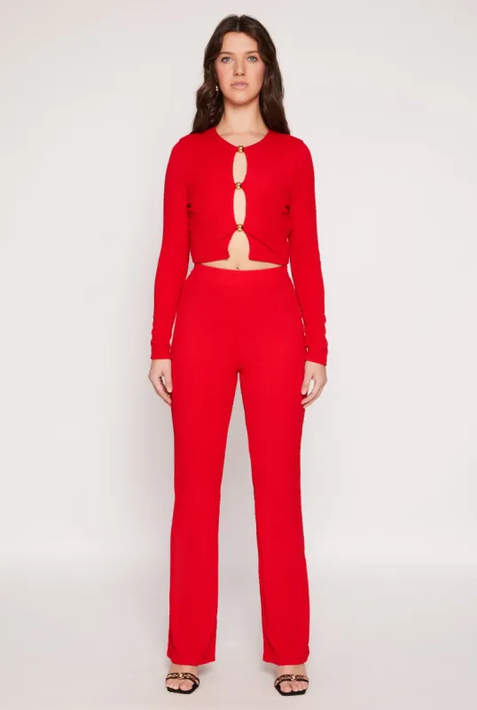Textured Knit Straight Leg Pants sold by Rainbow