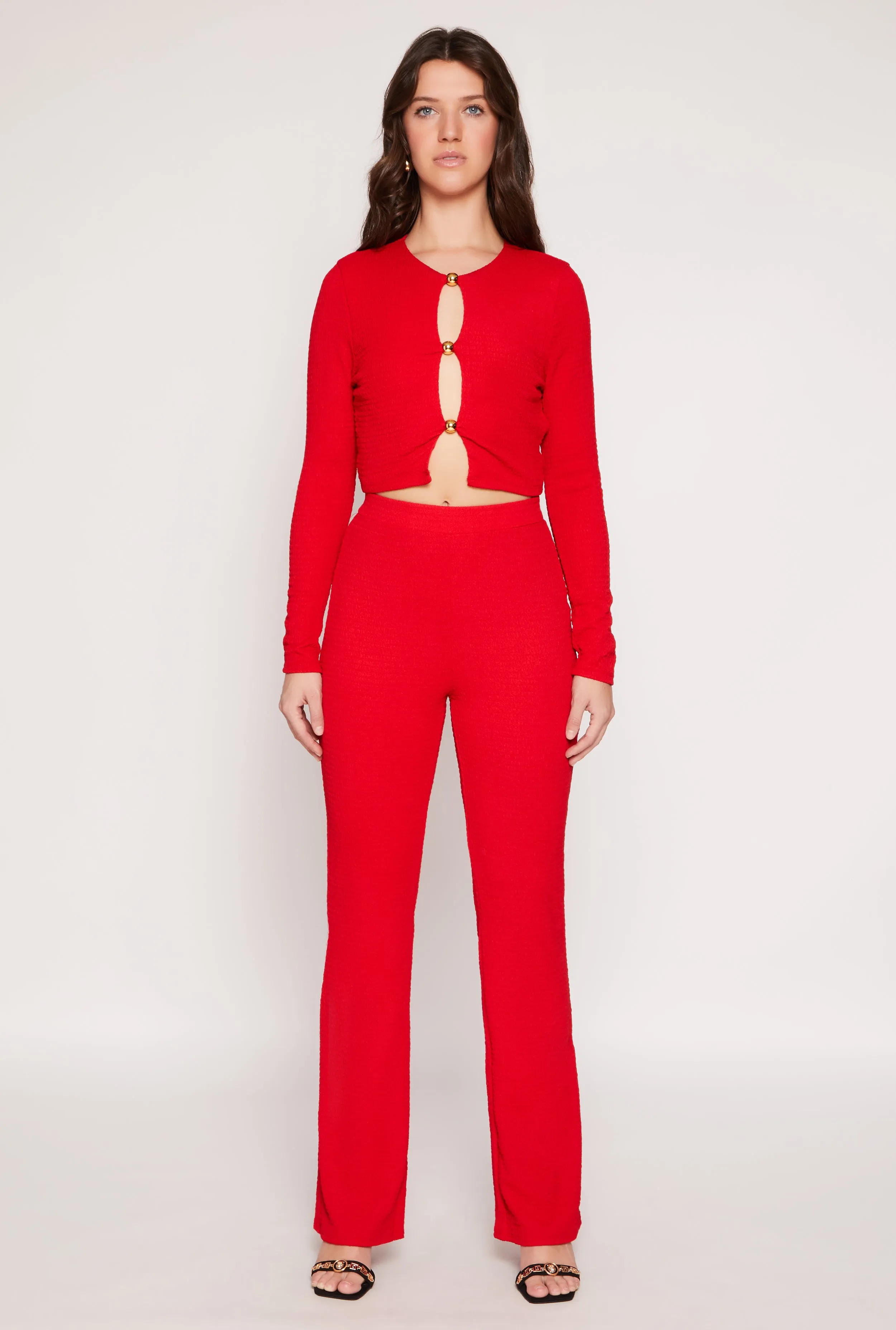 Textured Knit Straight Leg Pants sold by Rainbow