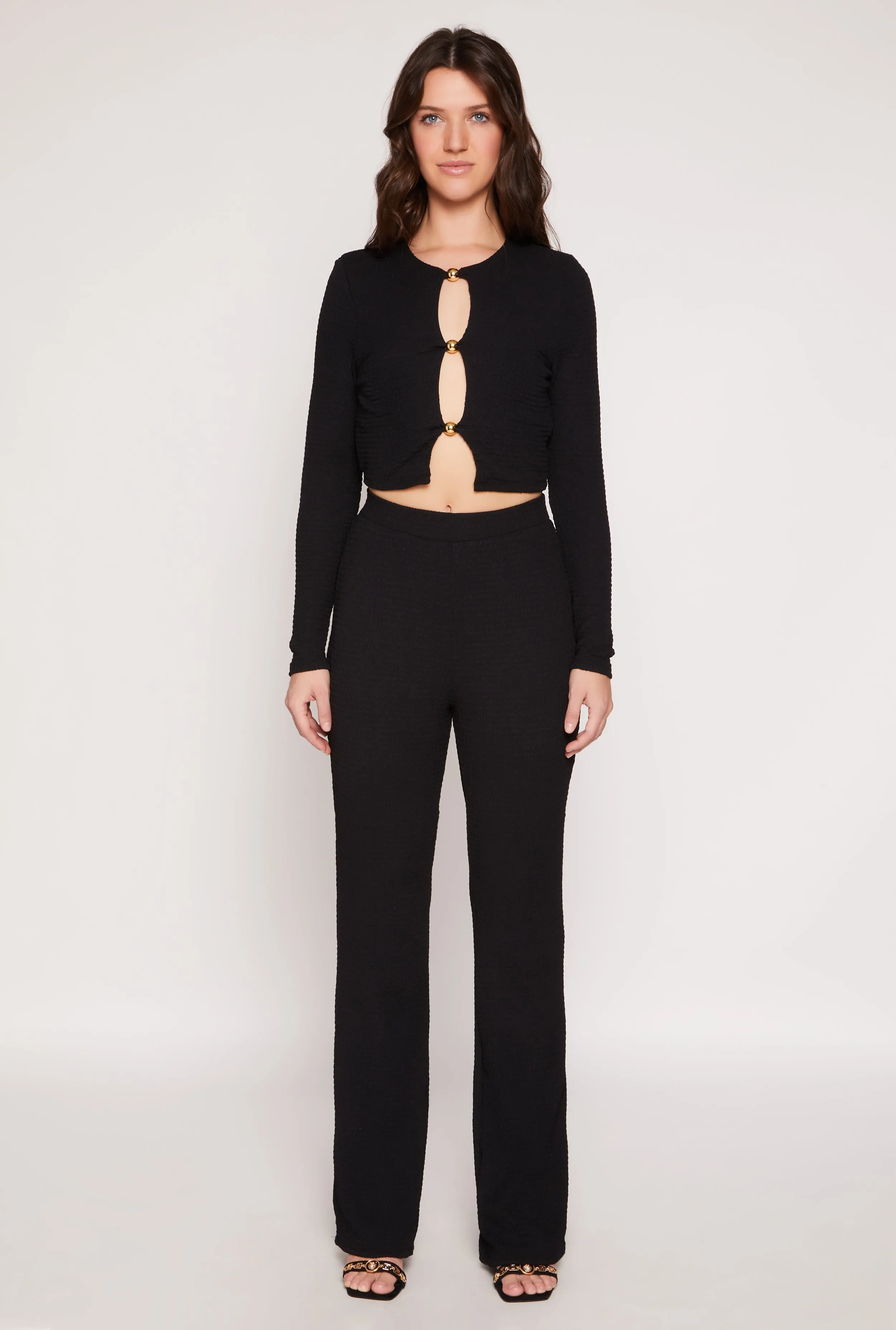 Textured Knit Straight Leg Pants sold by Rainbow