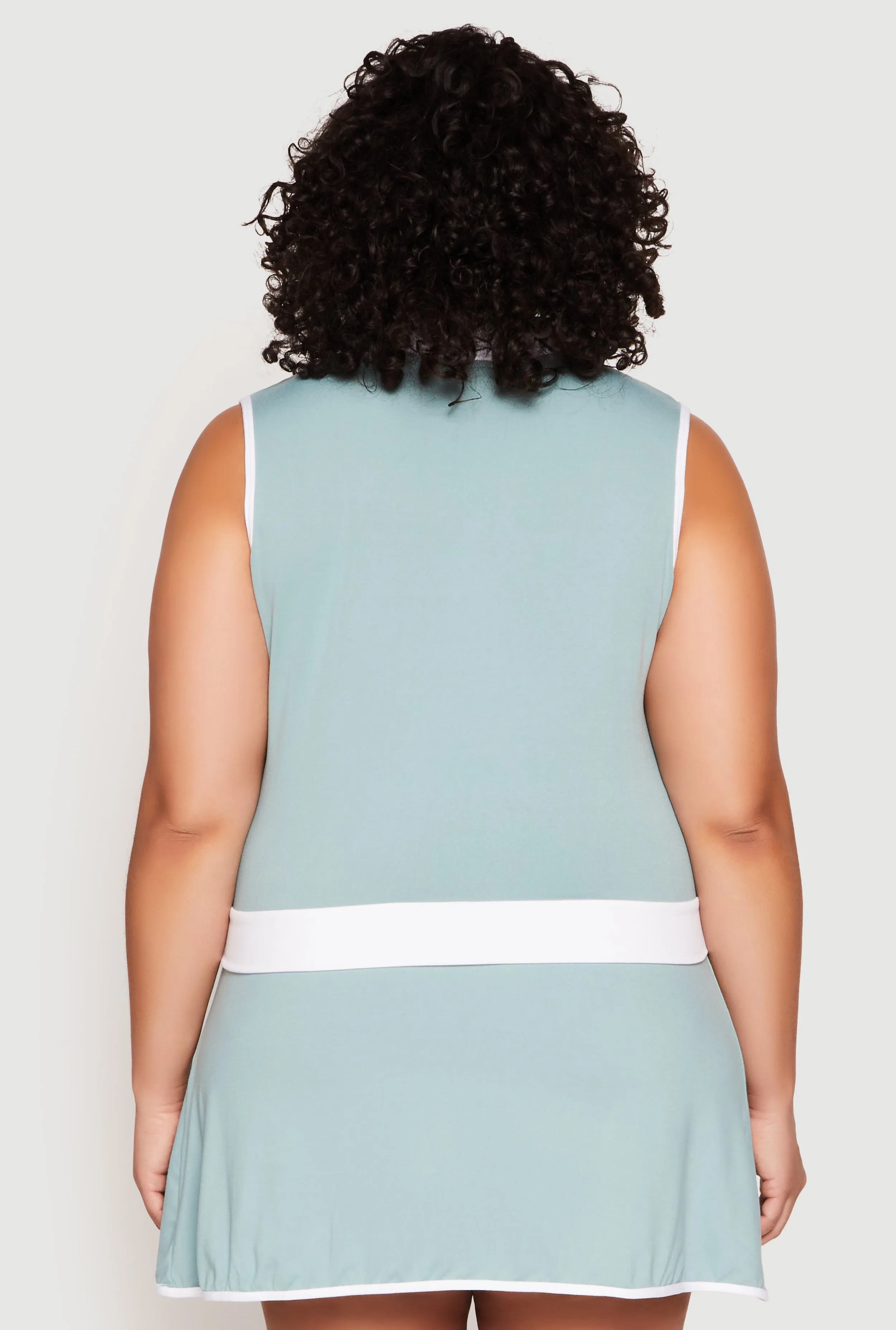 Plus Size Contrast Trim Johnny Collar Sleeveless Top sold by Rainbow product image thumbnail 5