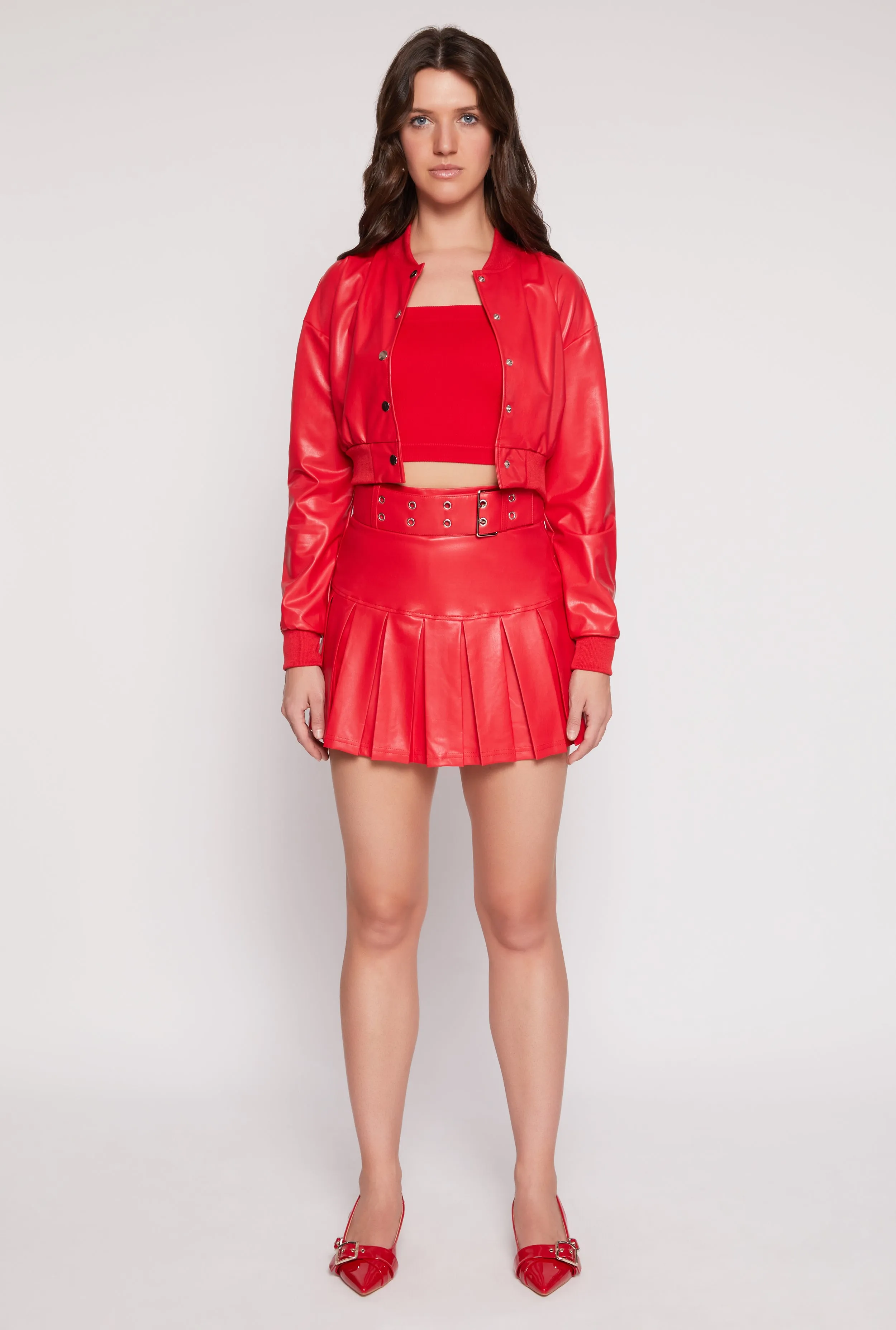 Faux Leather Cropped Bomber Jacket sold by Rainbow product image thumbnail 2
