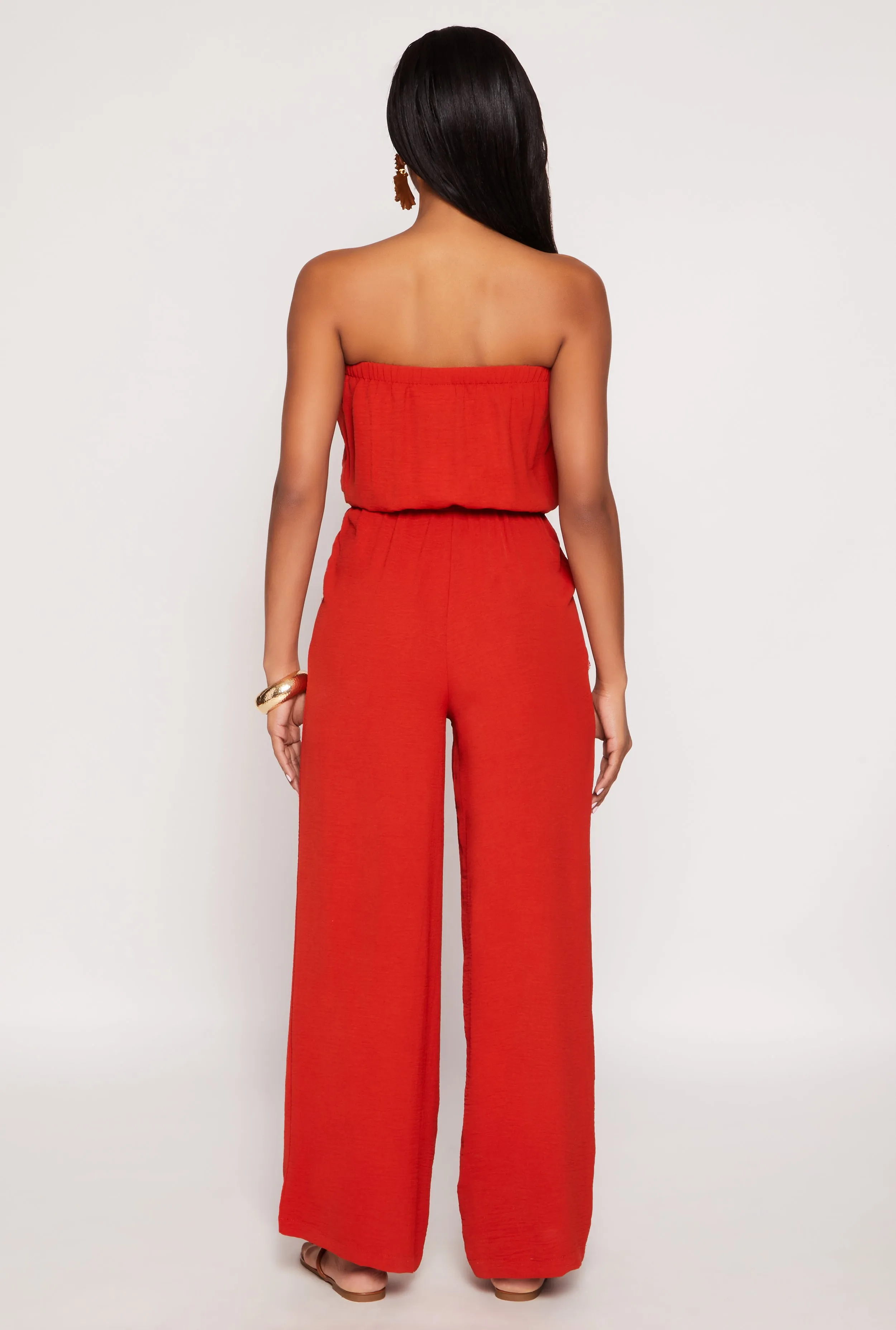 Crepe Knit Tie Waist Strapless Jumpsuit sold by Rainbow product image thumbnail 3