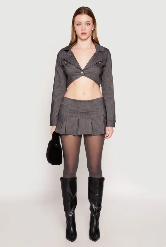 Almost Famous Pinstripe Pleated Mini Skirt sold by Rainbow