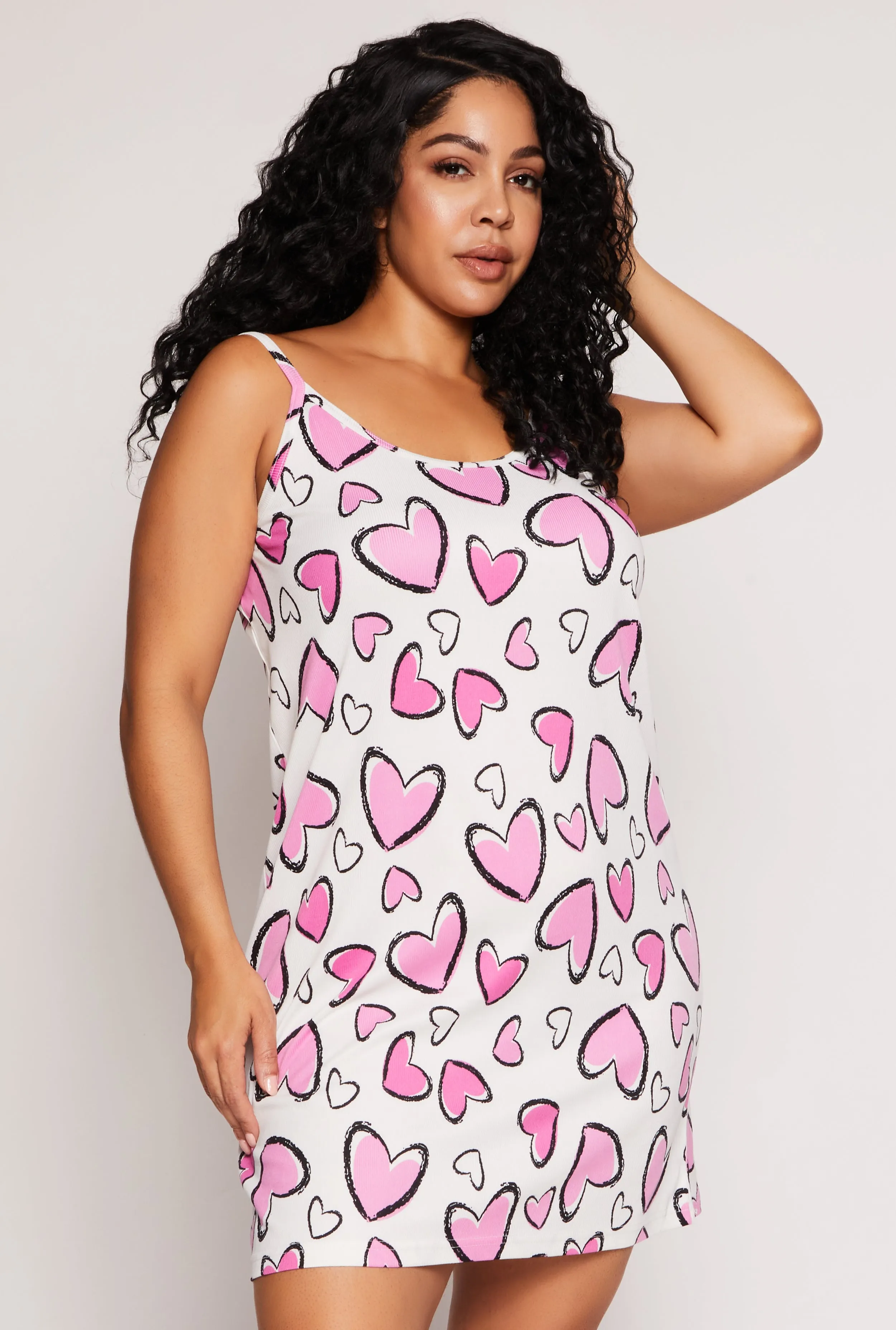 Plus Size Heart Print Cami Nightgown with Robe sold by Rainbow product image thumbnail 3