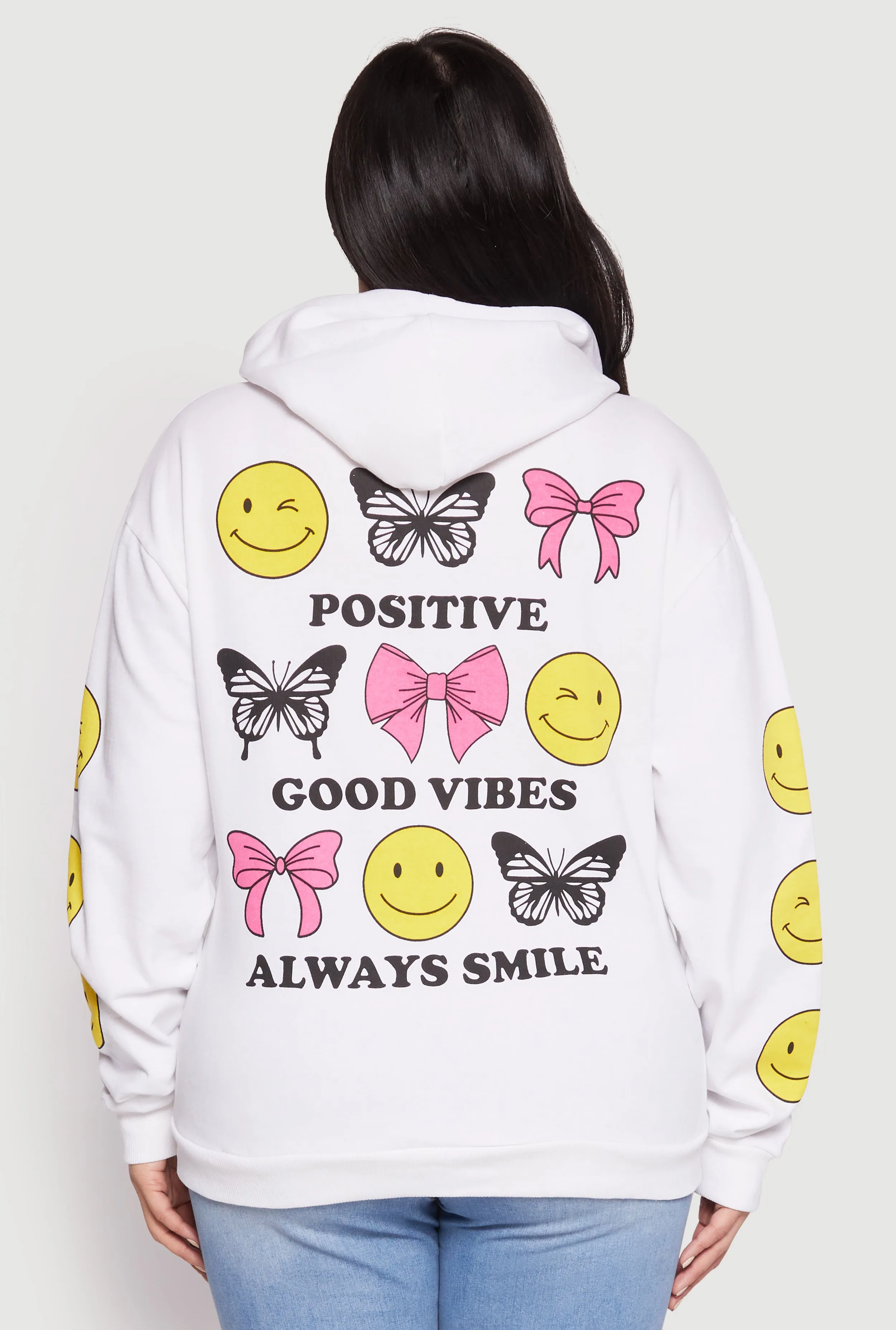Plus Size Positive Good Vibes Always Smile Hoodie sold by Rainbow product image thumbnail 5