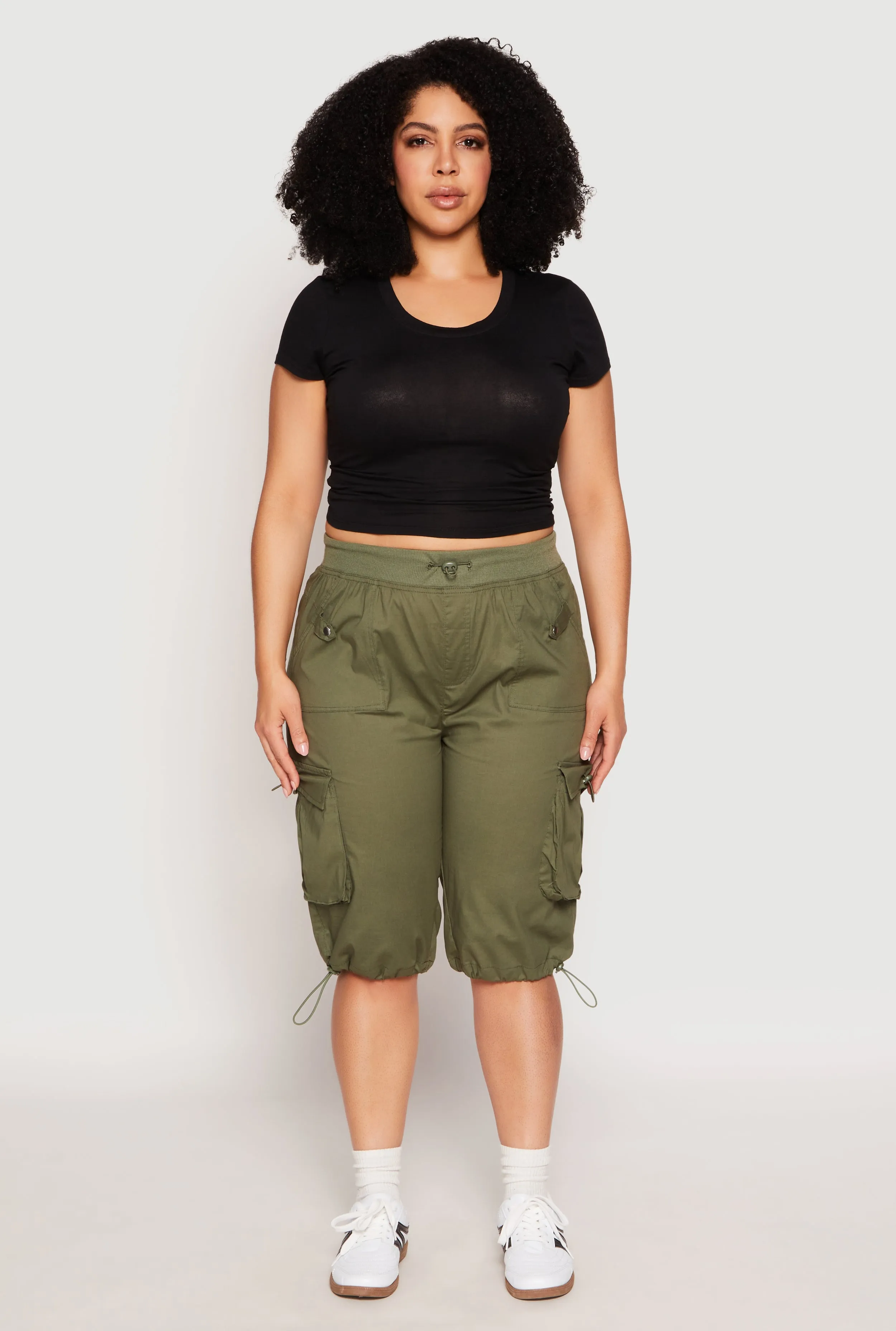 Plus Size Toggle Drawstring Bermuda Cargo Shorts sold by Rainbow