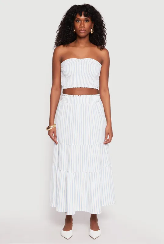 Almost Famous Striped Textured Knit Maxi Skirt sold by Rainbow