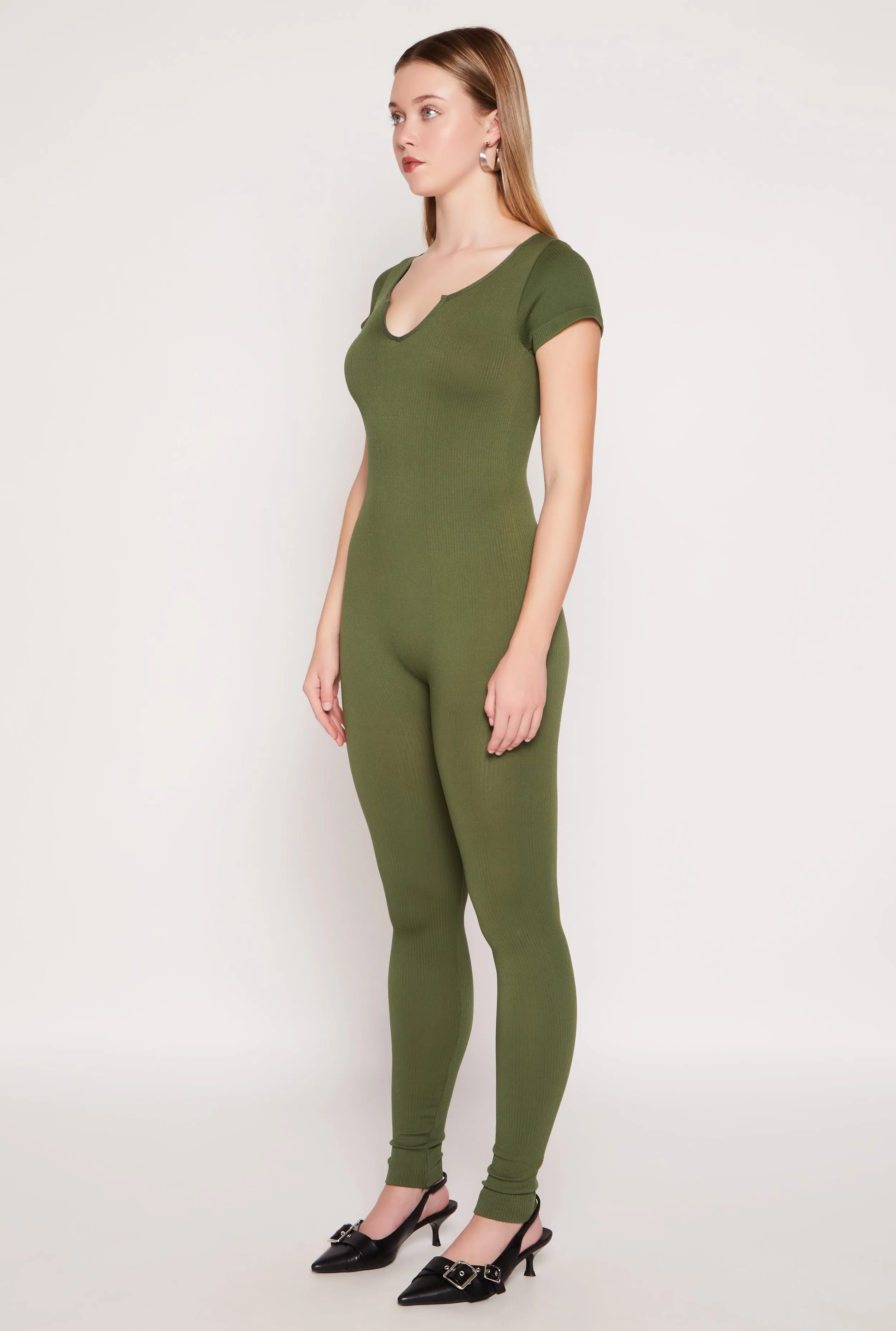 Seamless Notch Neck Rib Knit Catsuit sold by Rainbow product image thumbnail 2