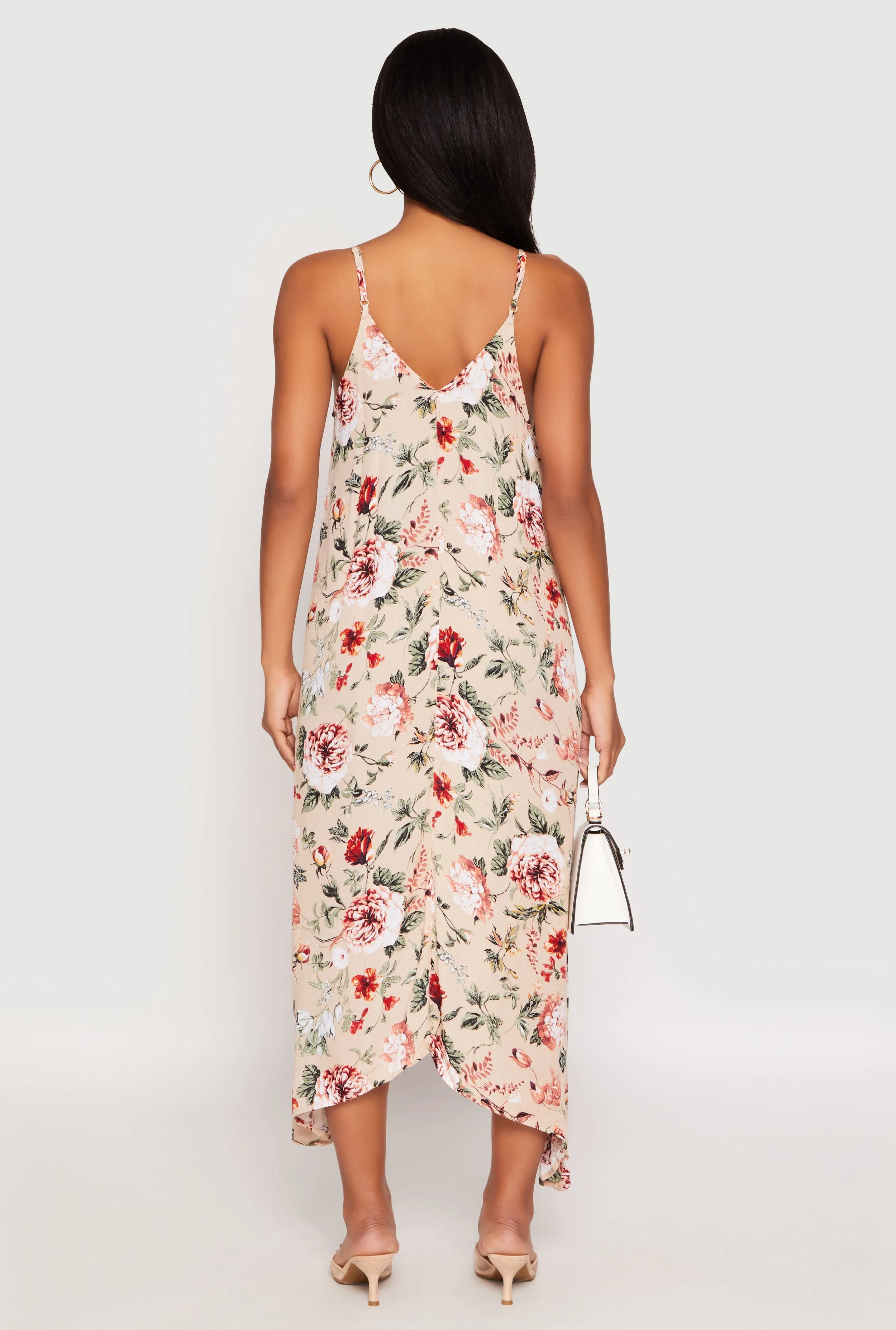 Floral Sharkbite Hem V Neck Dress sold by Rainbow product image thumbnail 3