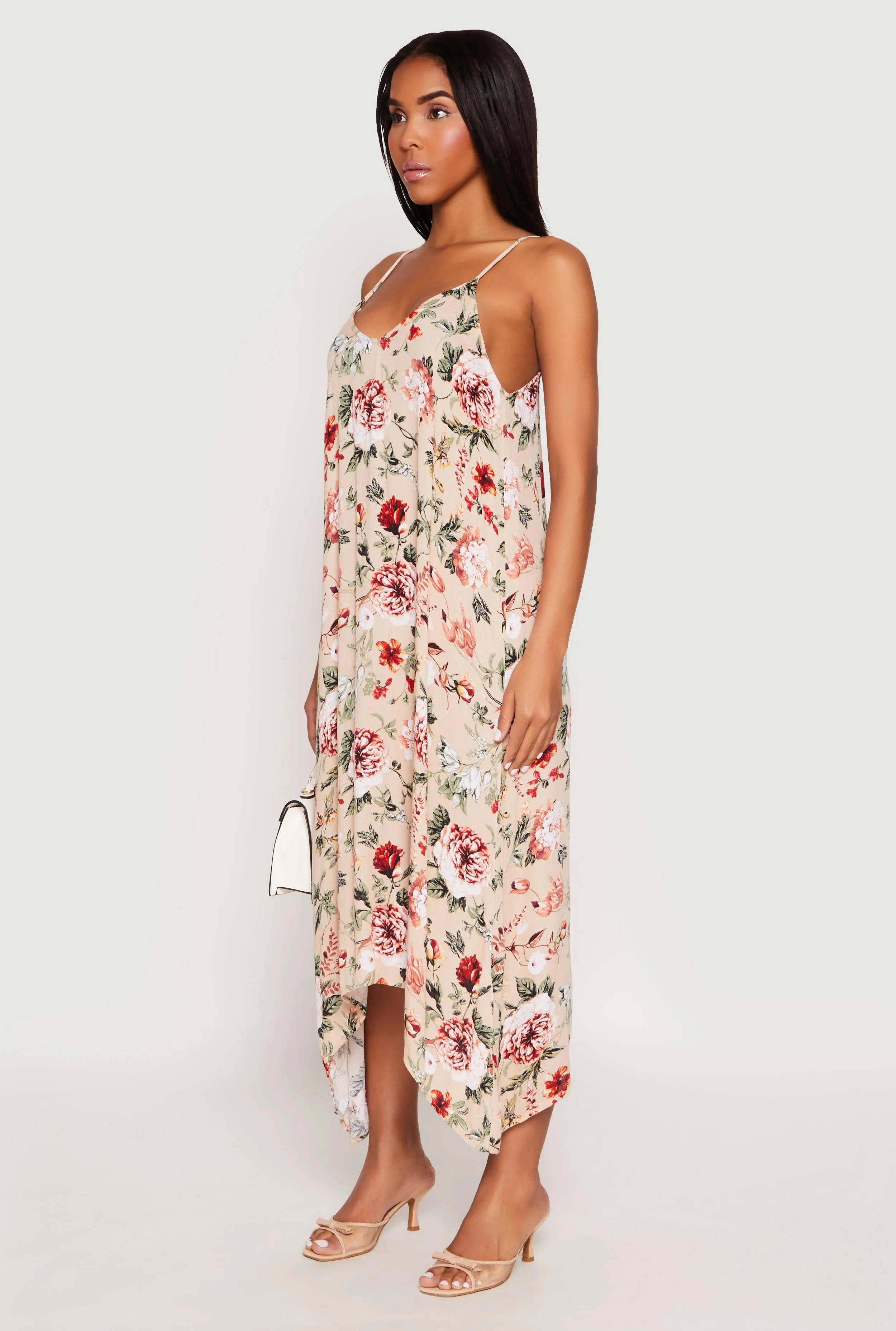 Floral Sharkbite Hem V Neck Dress sold by Rainbow product image thumbnail 2