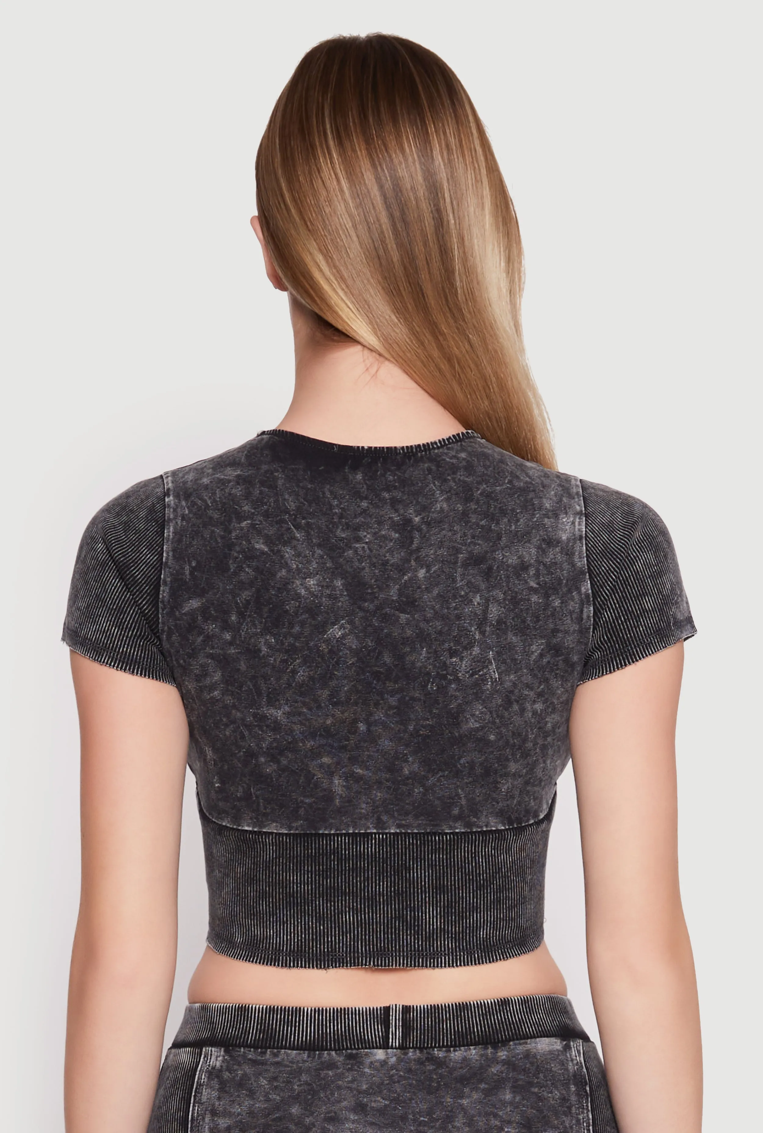 Acid Wash Corset Detail Crop Top sold by Rainbow product image thumbnail 5