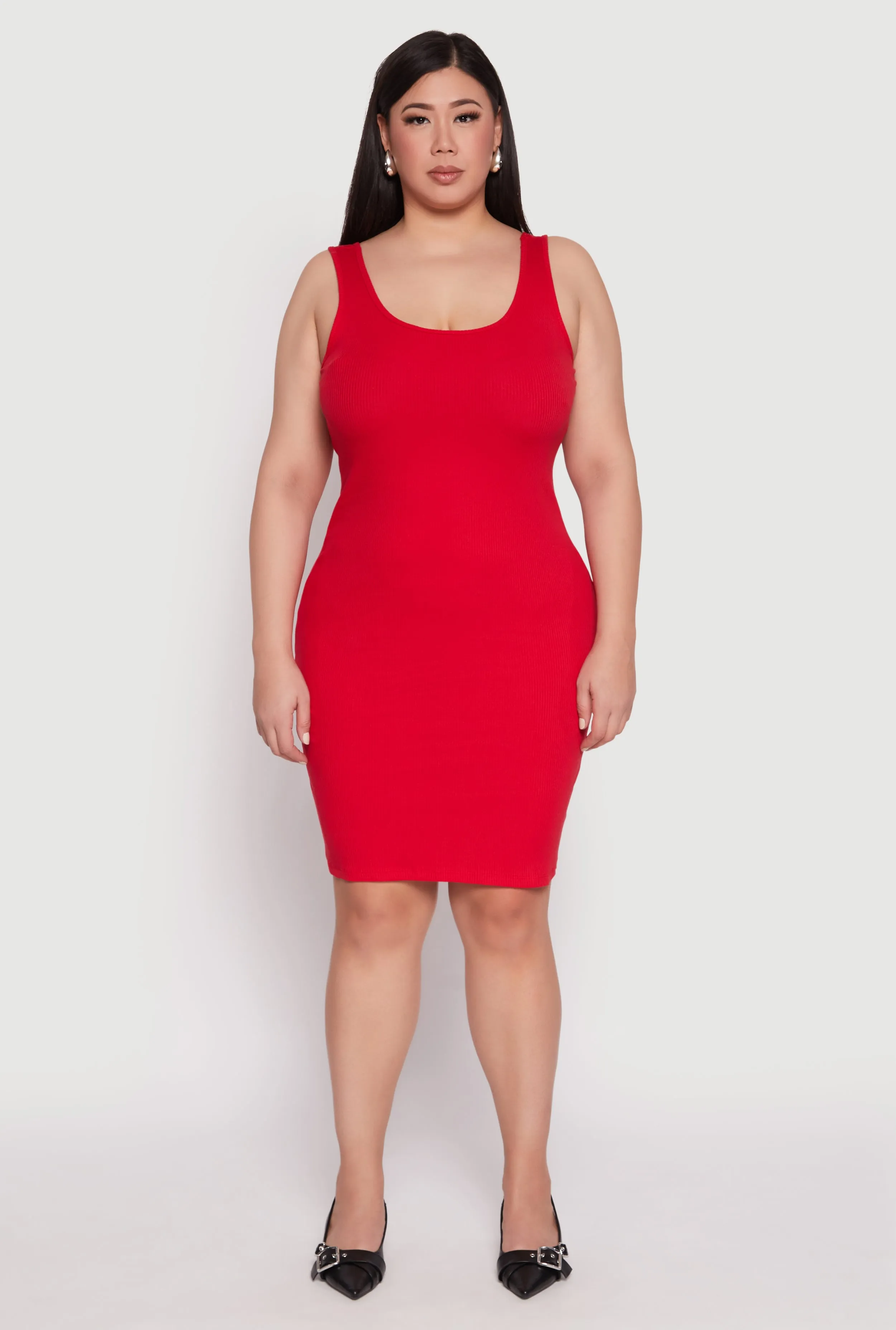 Plus Size Rib Knit Scoop Neck Tank Dress sold by Rainbow