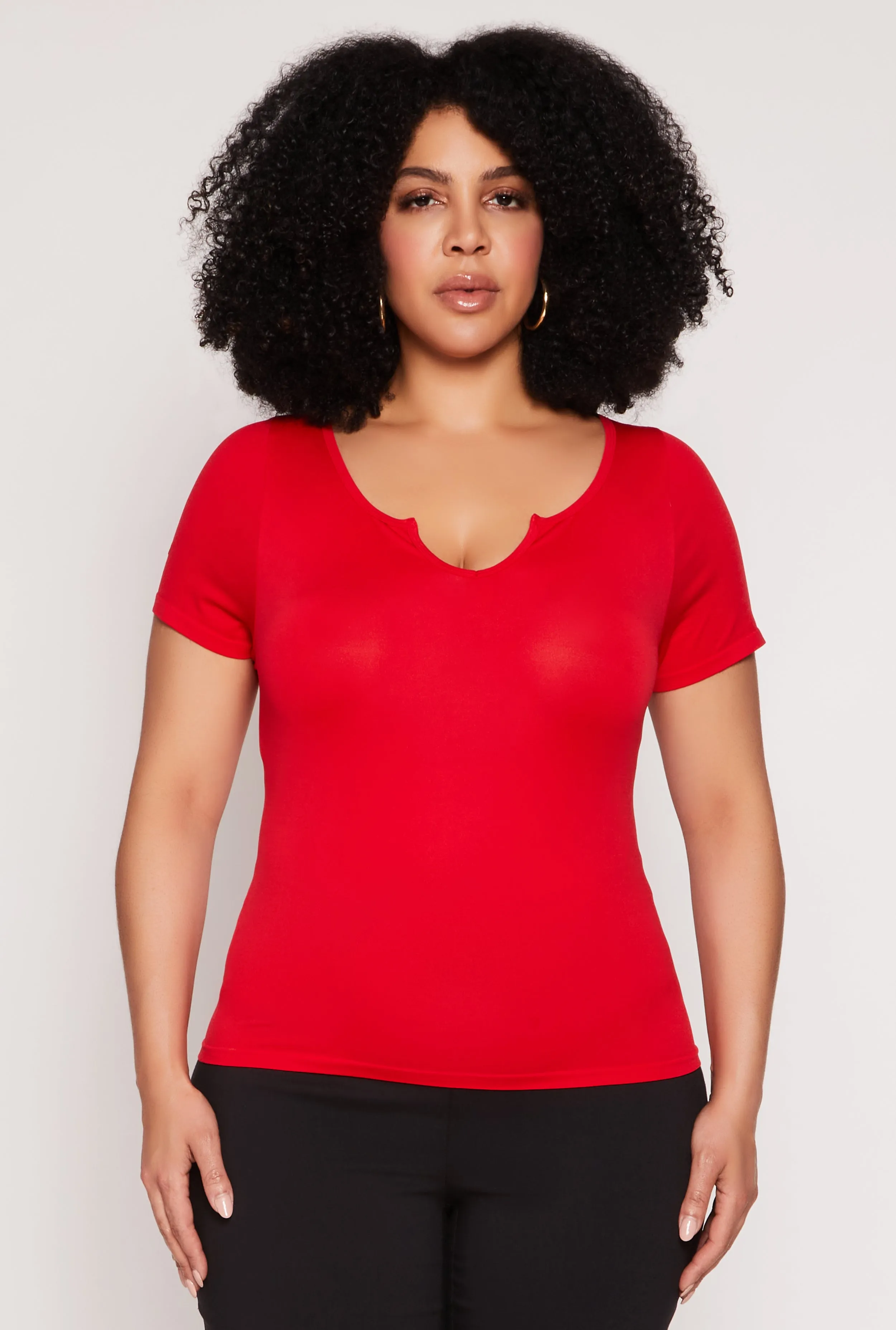 Plus Size Seamless Notch Neck Tee sold by Rainbow product image thumbnail 2