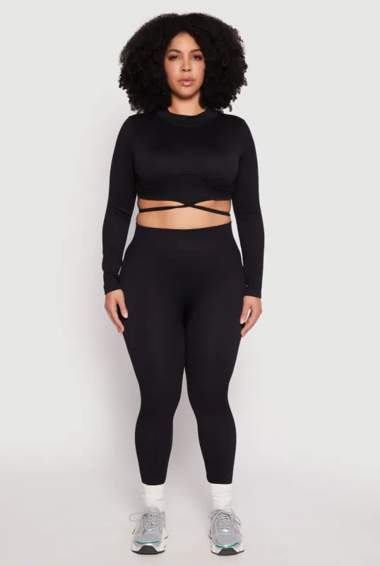 Plus Size Seamless Rib Knit High Waist Leggings sold by Rainbow