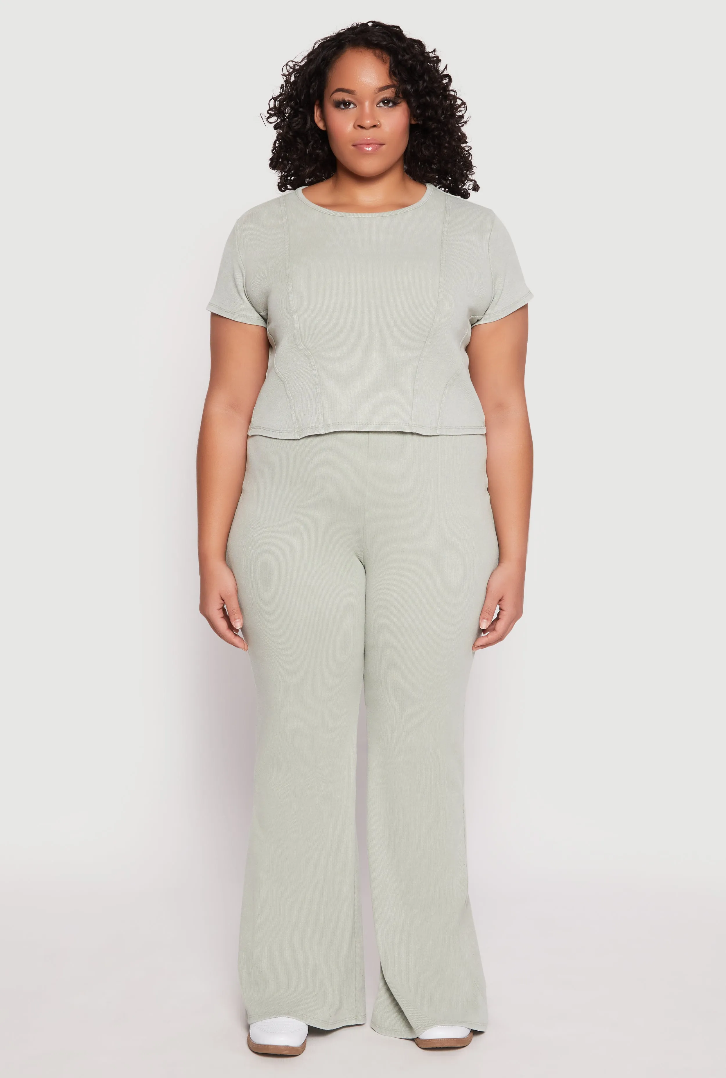 Plus Size Almost Famous Acid Wash Flare Pants sold by Rainbow