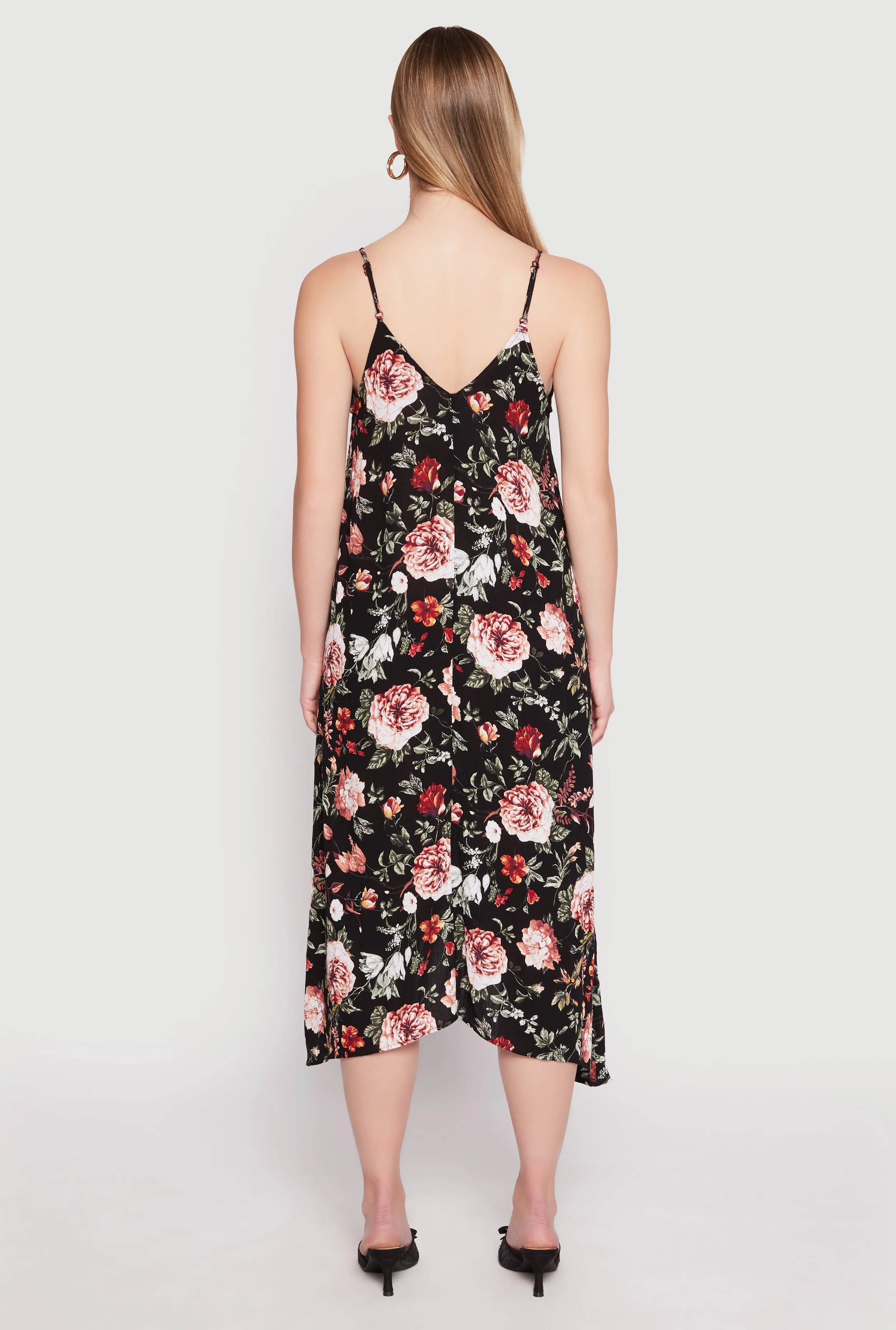 Floral Sharkbite Hem V Neck Dress sold by Rainbow product image thumbnail 3