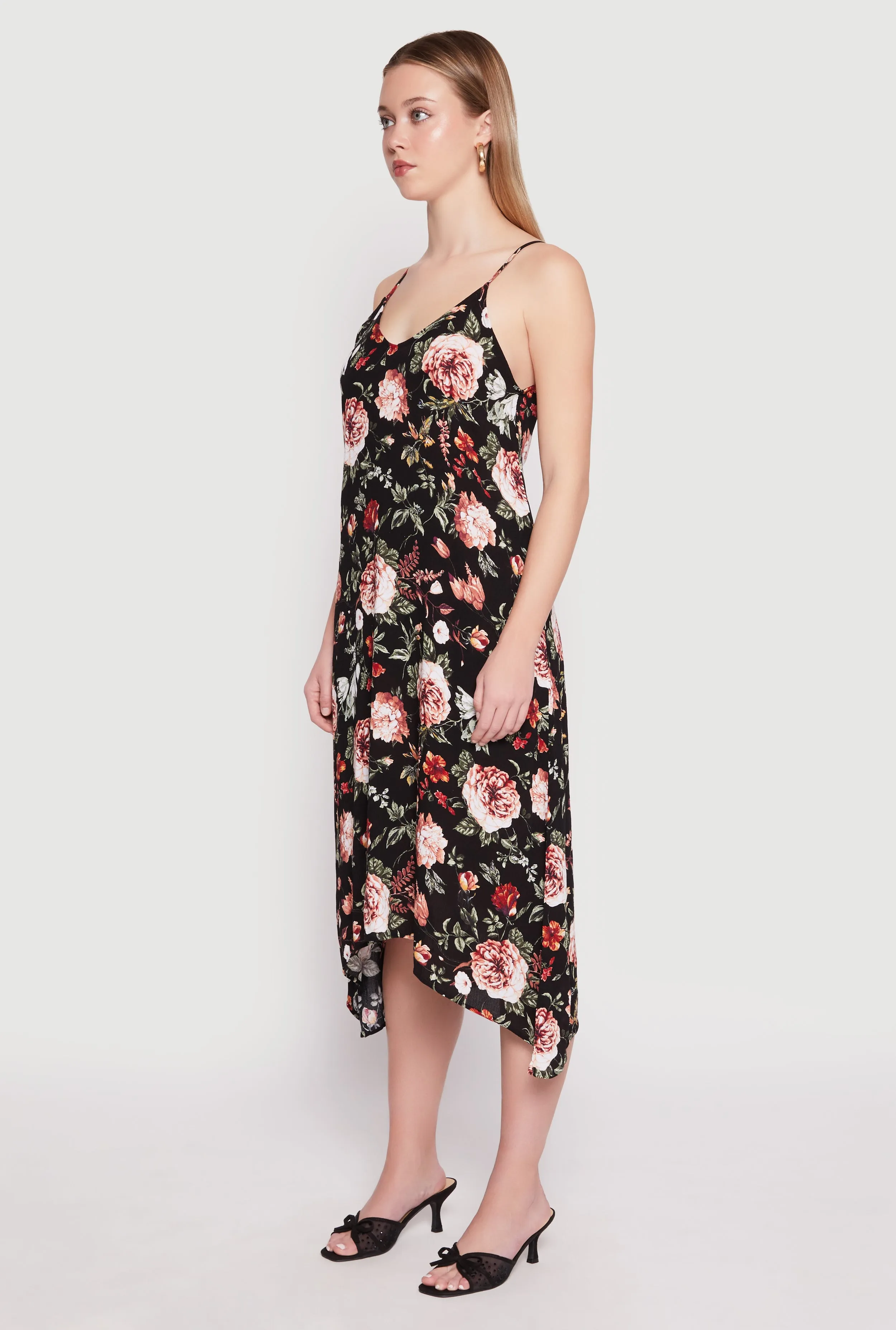 Floral Sharkbite Hem V Neck Dress sold by Rainbow product image thumbnail 2