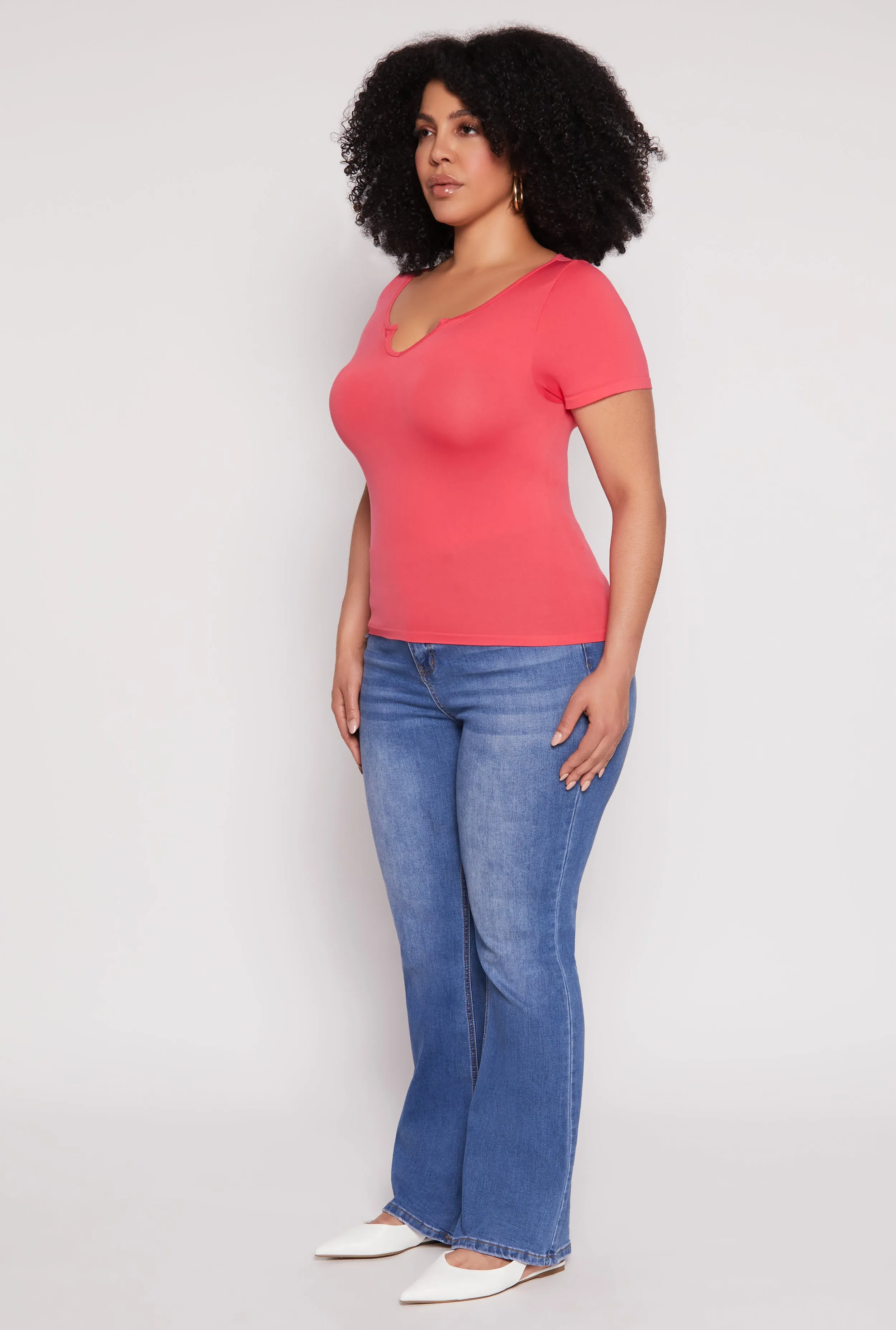 Plus Size Seamless Notch Neck Tee sold by Rainbow product image thumbnail 3