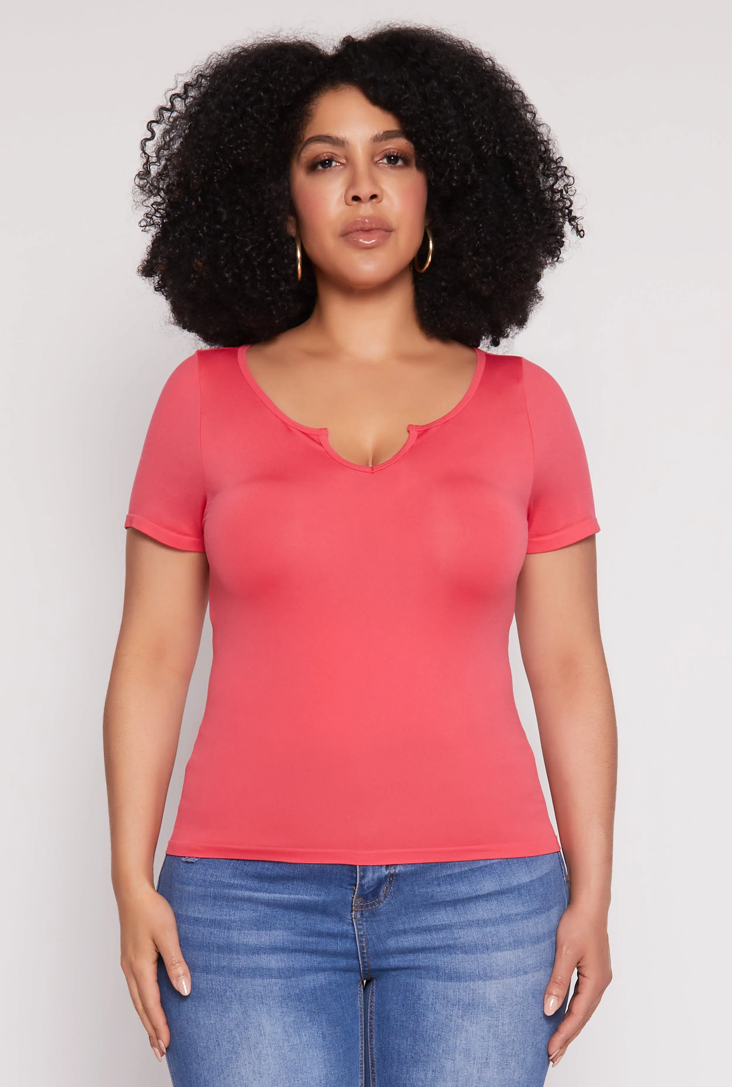Plus Size Seamless Notch Neck Tee sold by Rainbow product image thumbnail 2