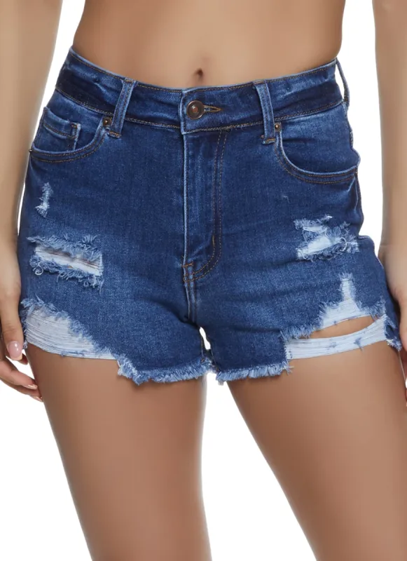 WAX Frayed Denim Shorts sold by Rainbow