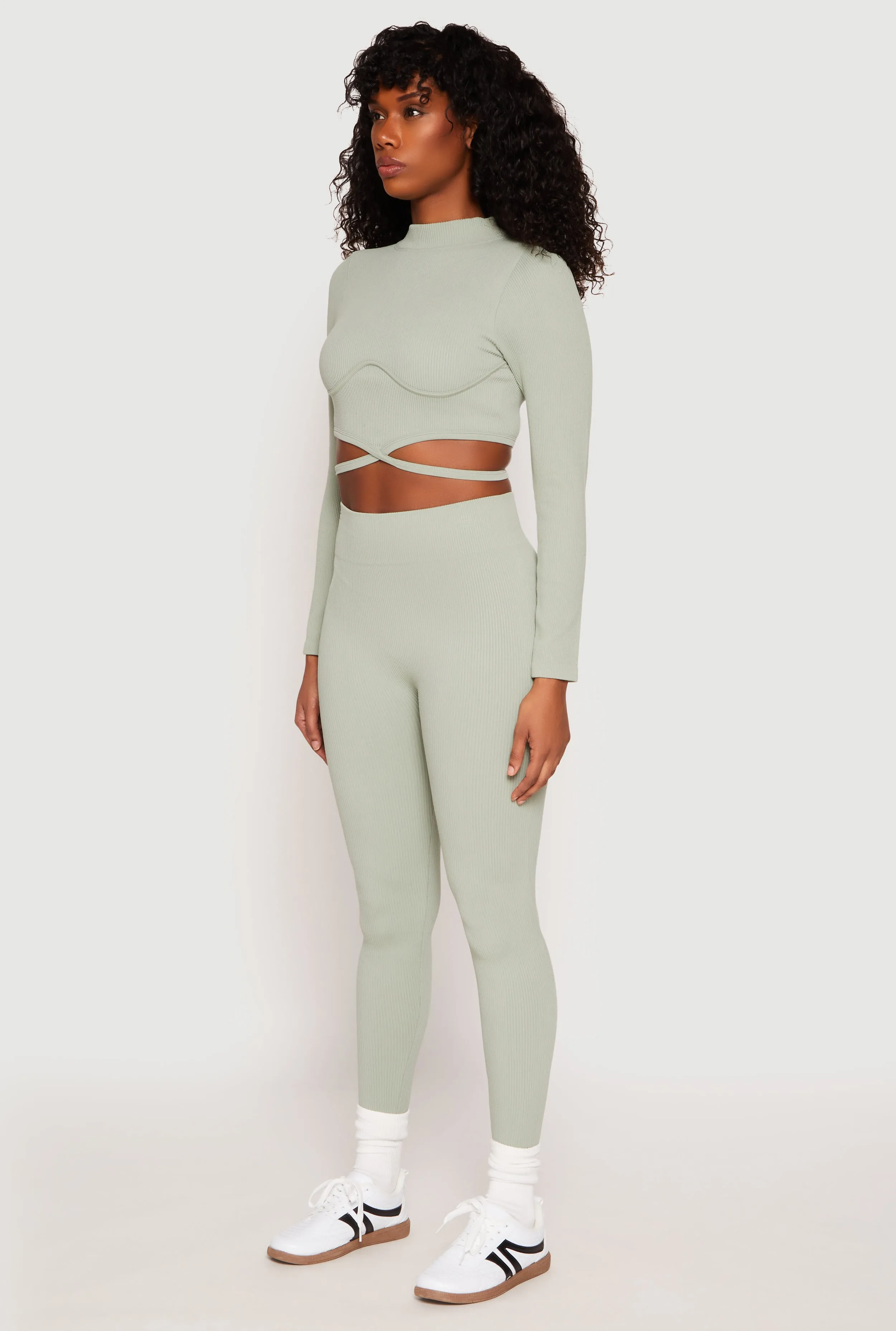 Seamless Long Sleeve Tie Back Crop Top sold by Rainbow product image thumbnail 3
