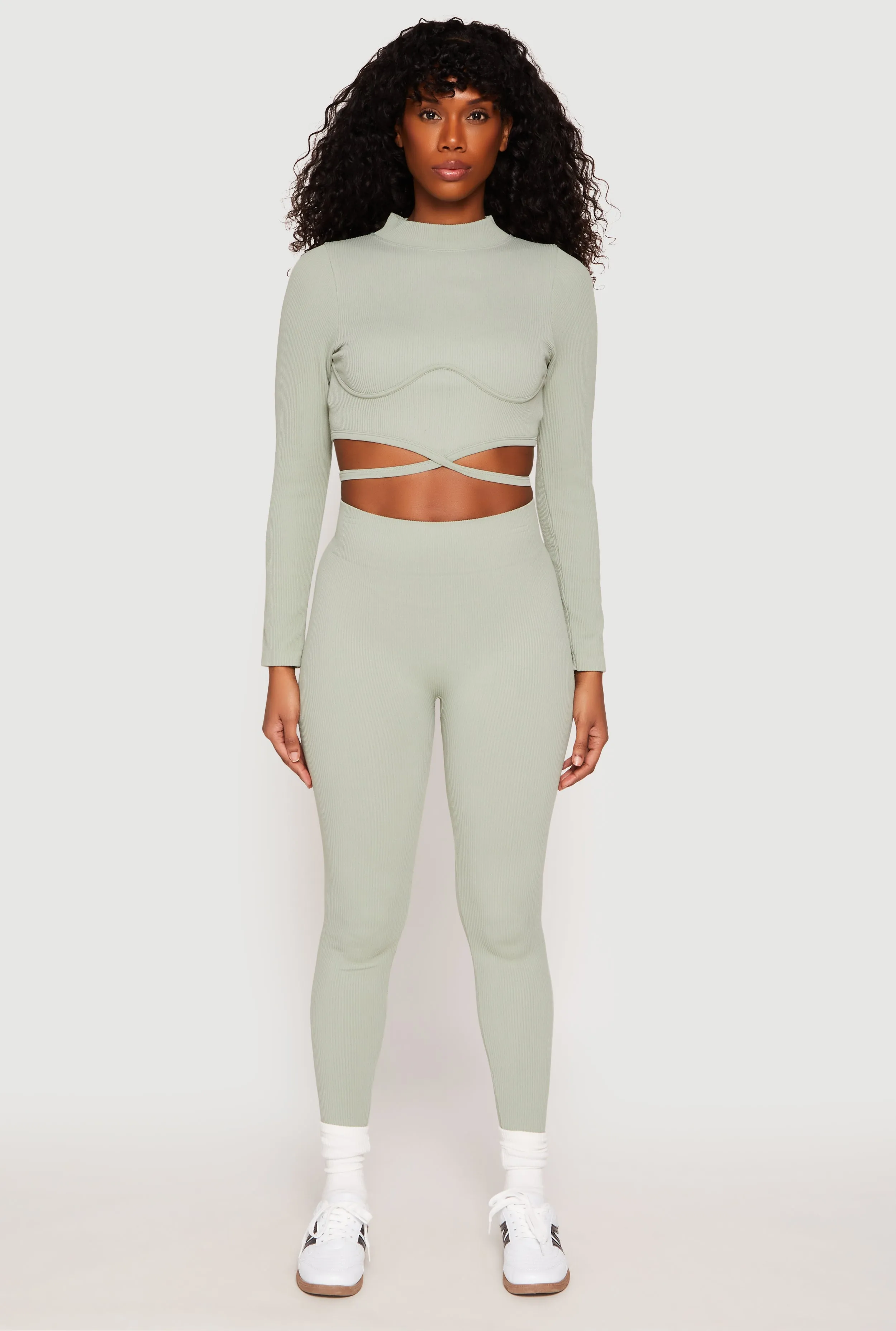 Seamless Long Sleeve Tie Back Crop Top sold by Rainbow product image thumbnail 2