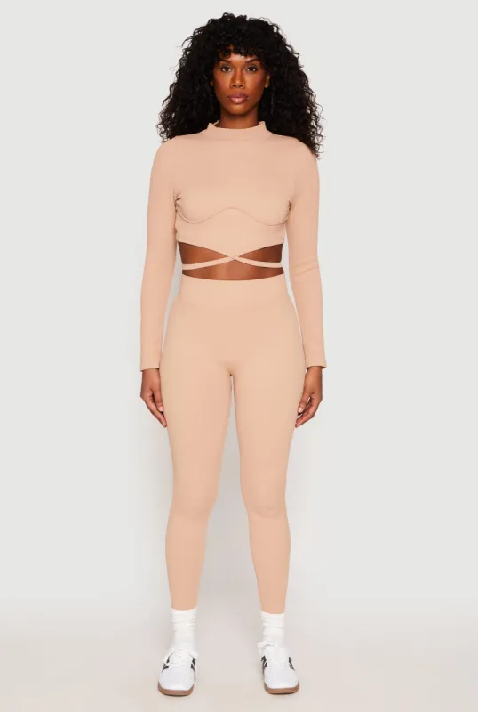 Seamless High Waisted Rib Knit Leggings sold by Rainbow