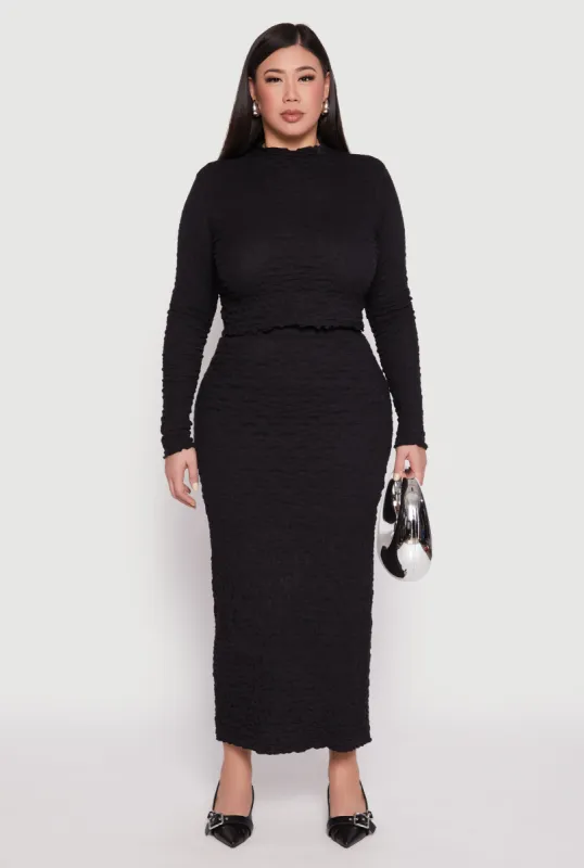 Plus Size Almost Famous Textured Knit Maxi Skirt sold by Rainbow