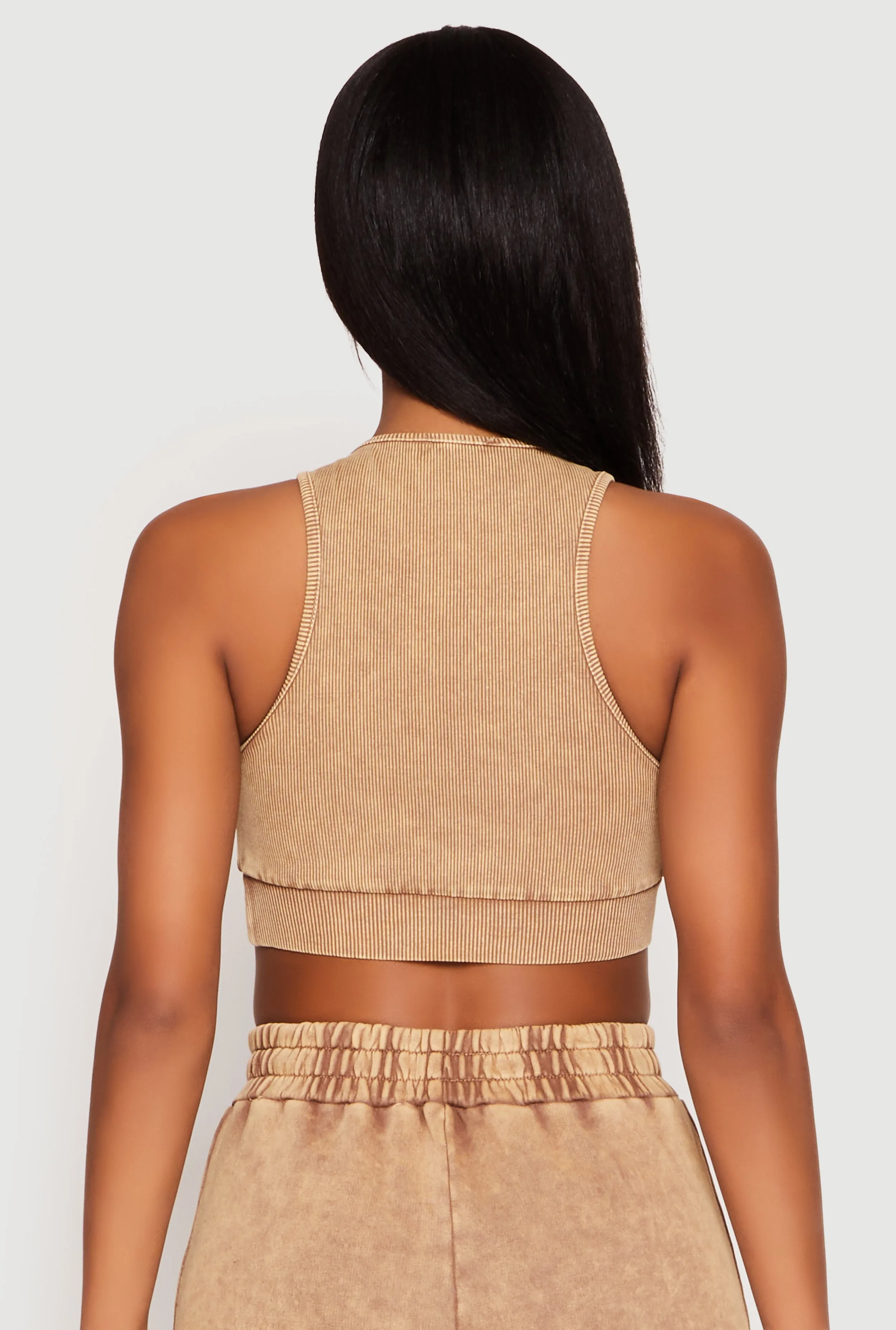 Ribbed Knit Acid Wash Racerback Crop Top sold by Rainbow product image thumbnail 5