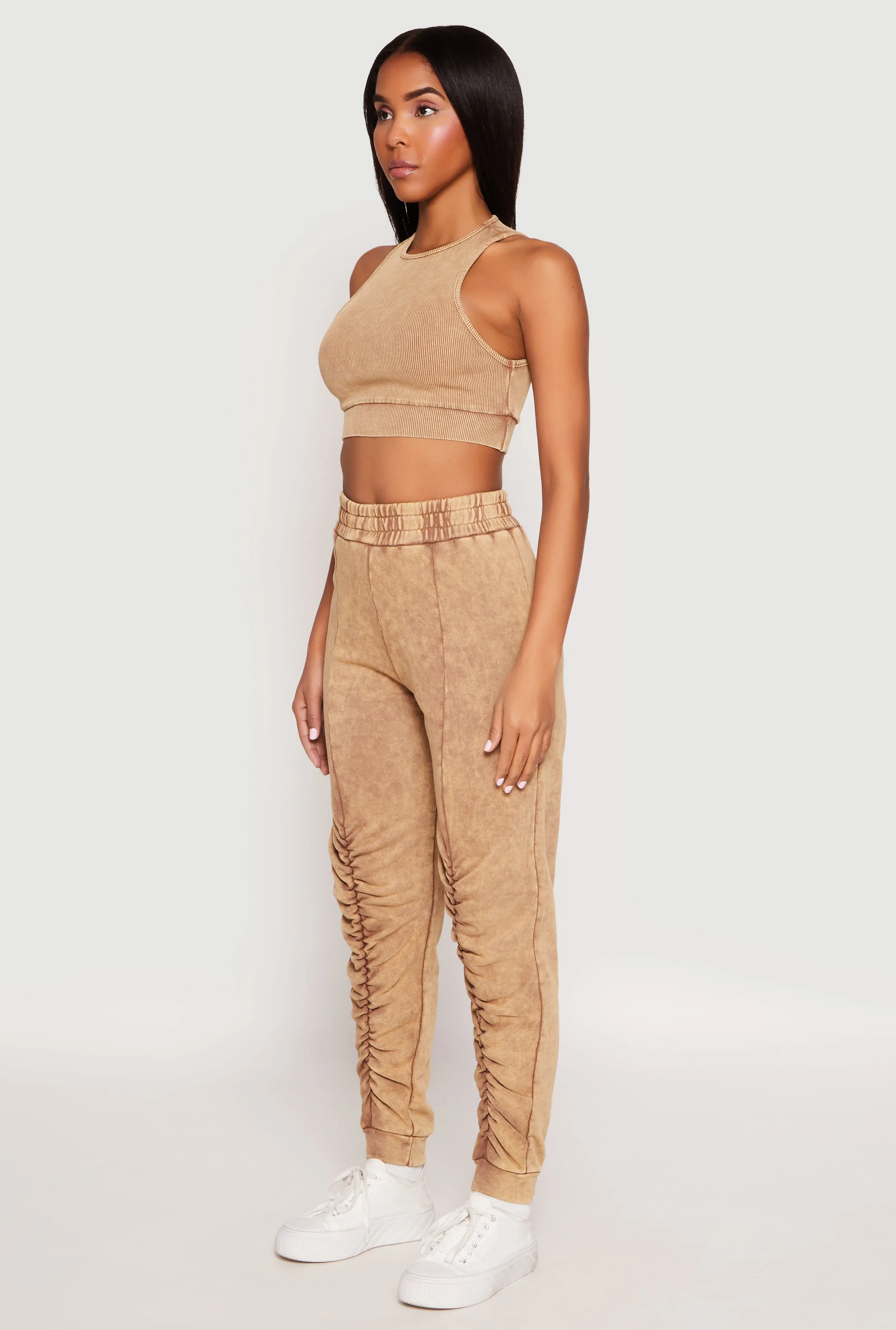 Ribbed Knit Acid Wash Racerback Crop Top sold by Rainbow product image thumbnail 3