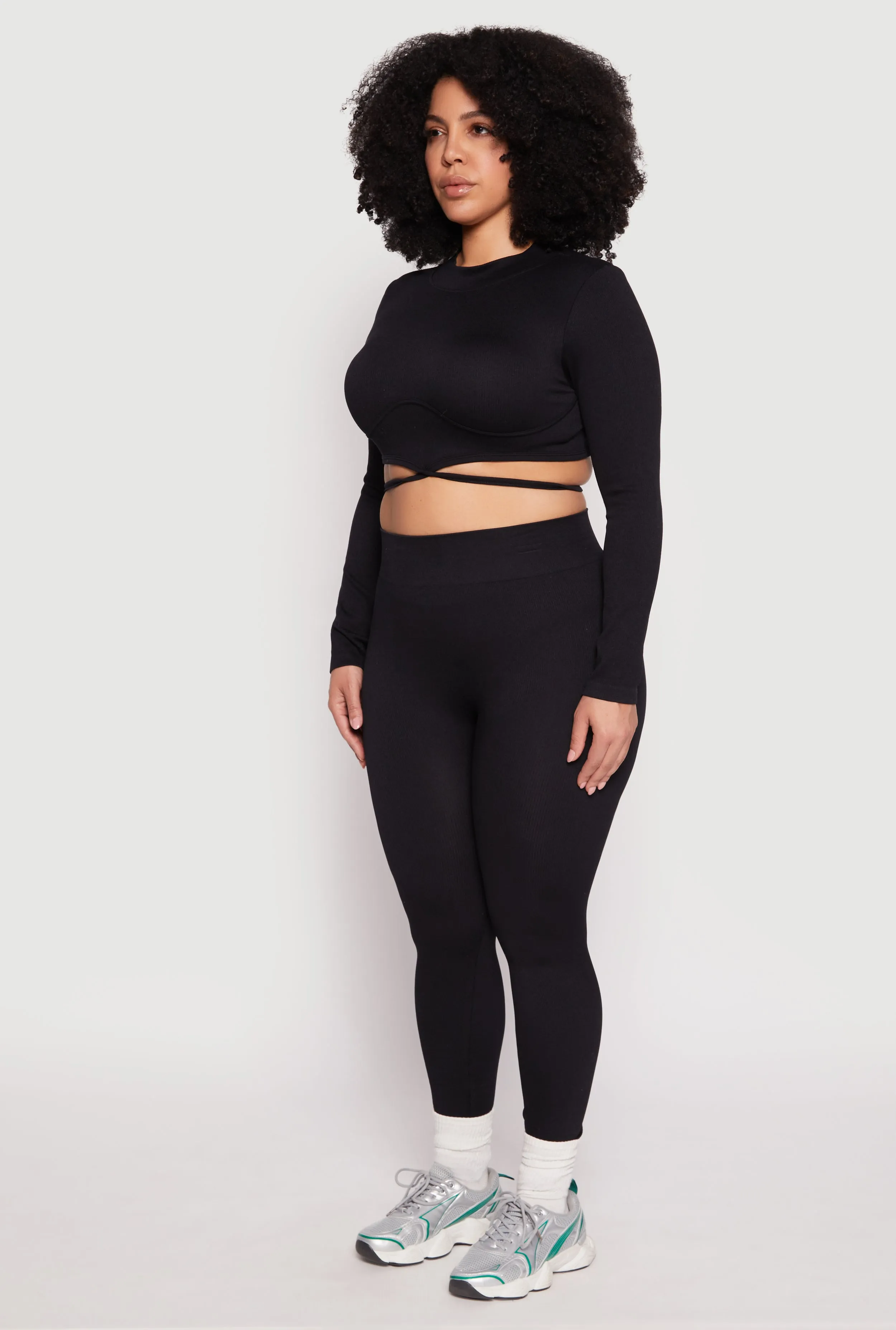 Plus Size Seamless Rib Knit Tie Back Top sold by Rainbow product image thumbnail 3