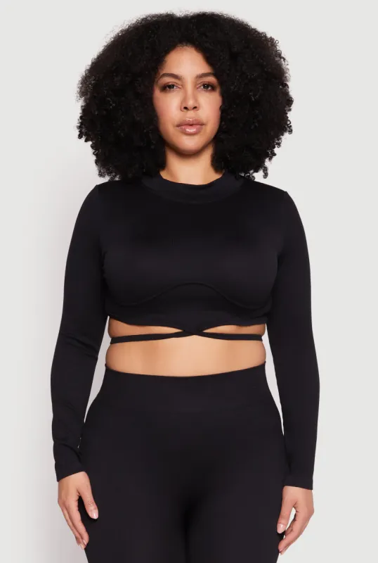 Plus Size Seamless Rib Knit Tie Back Top sold by Rainbow