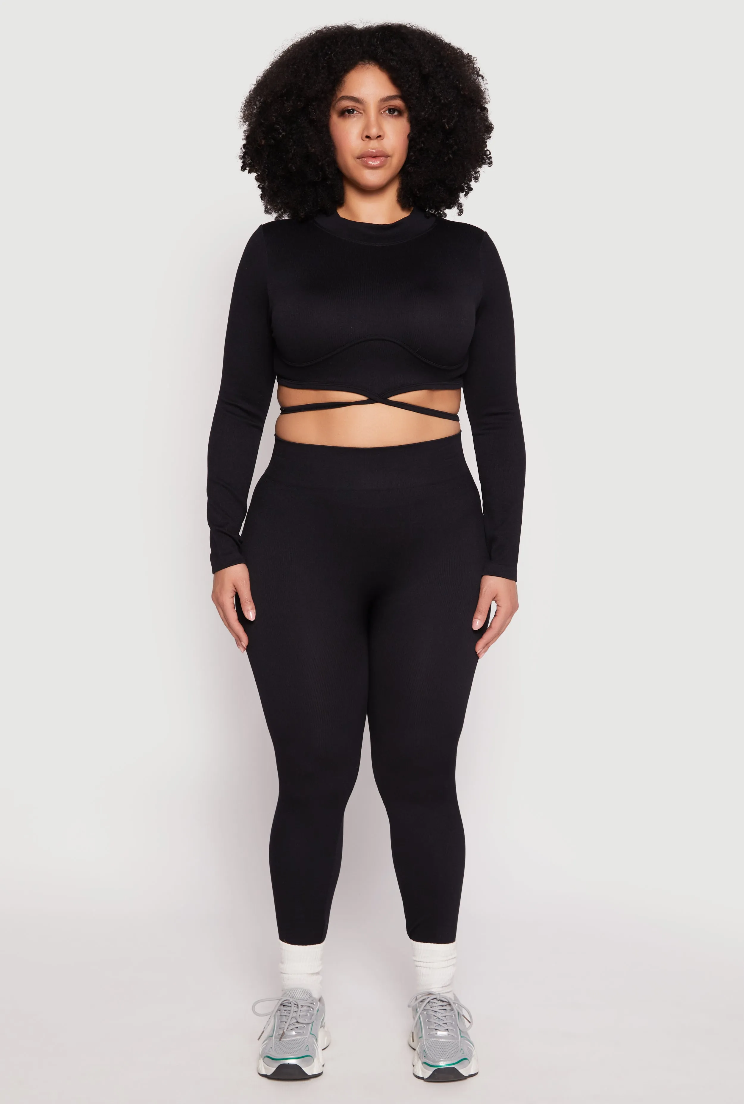 Plus Size Seamless Rib Knit Tie Back Top sold by Rainbow product image thumbnail 2