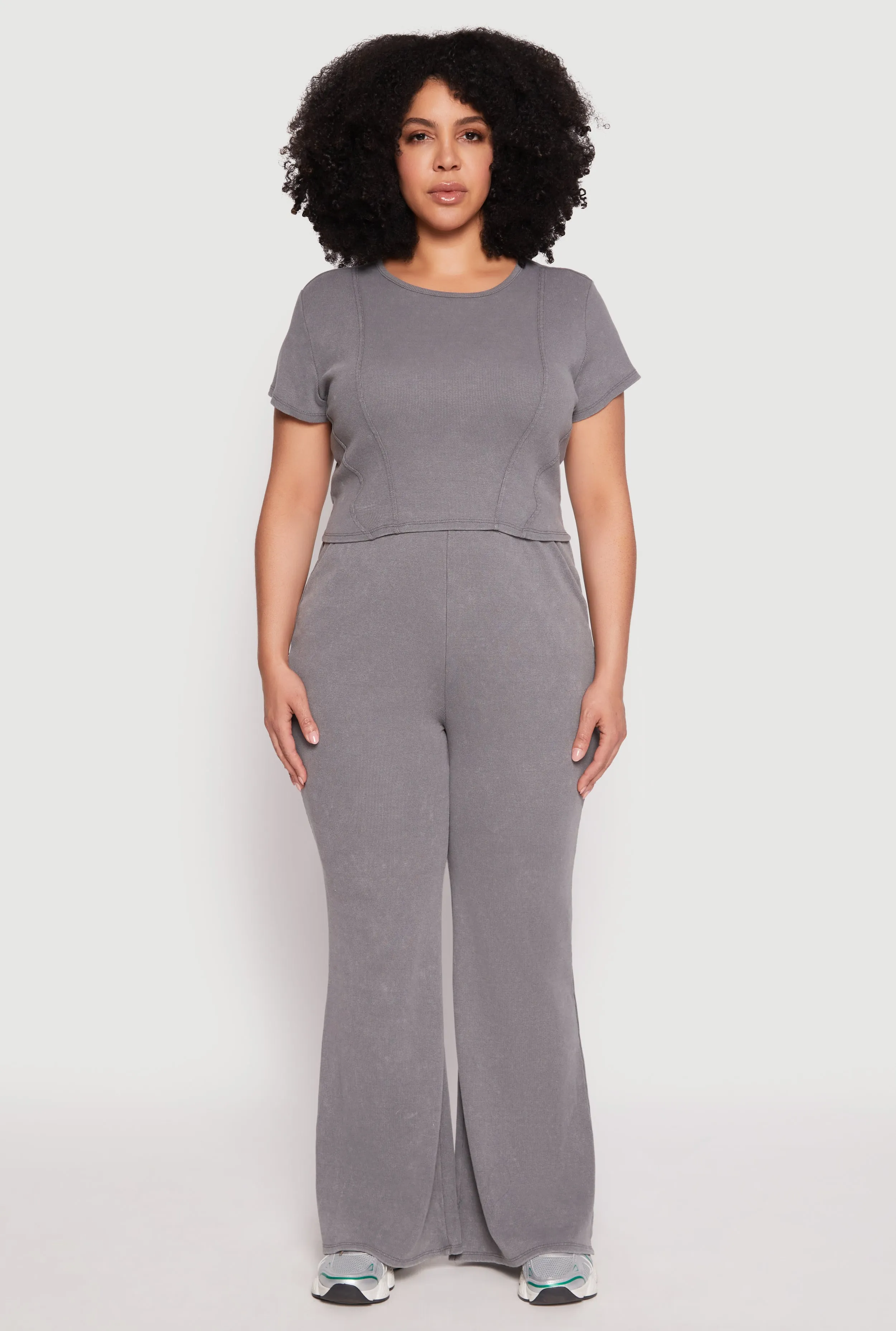 Plus Size Almost Famous Acid Wash Flare Pants sold by Rainbow