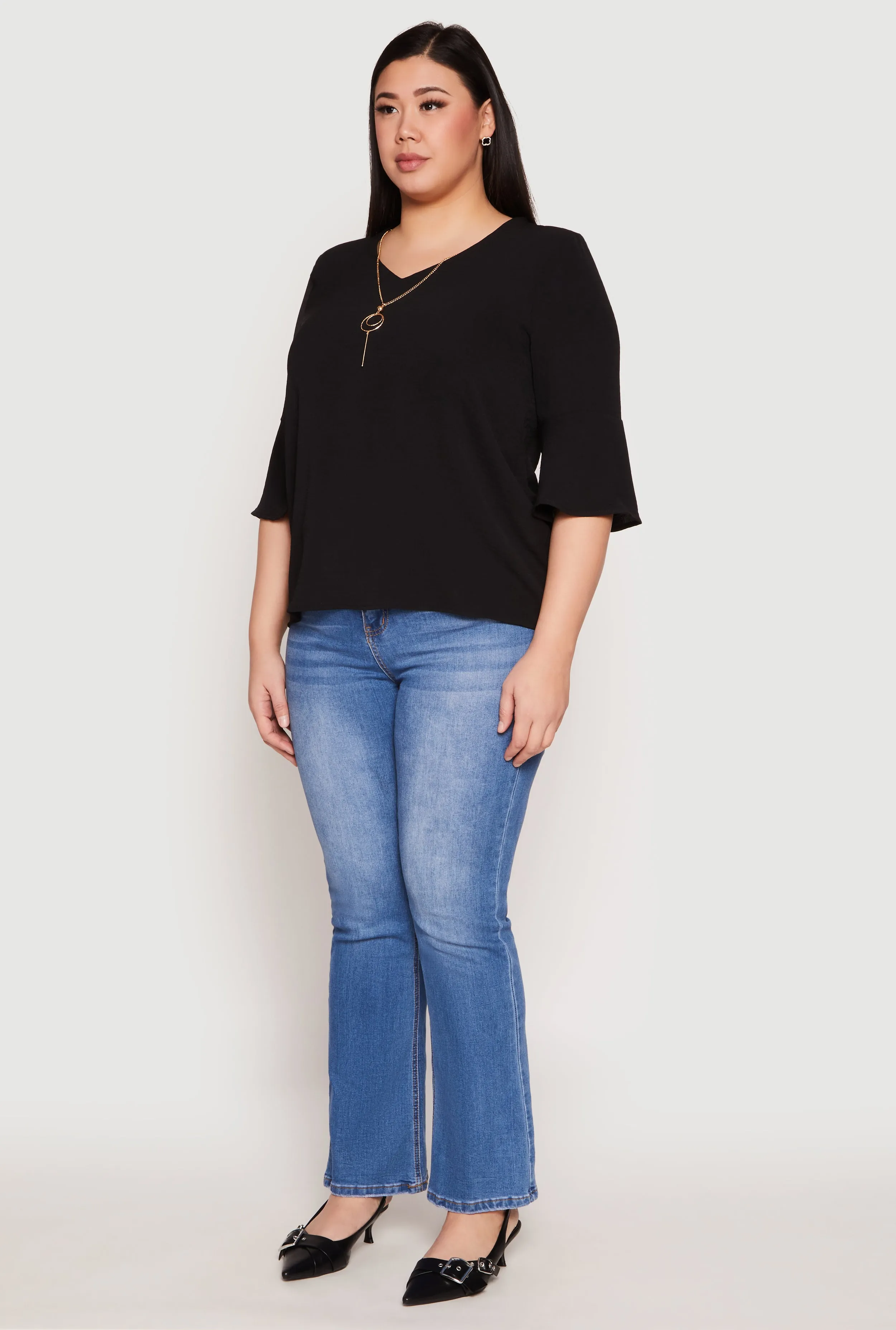 Plus Size Airy Quarter Bell Sleeve Blouse sold by Rainbow product image thumbnail 3