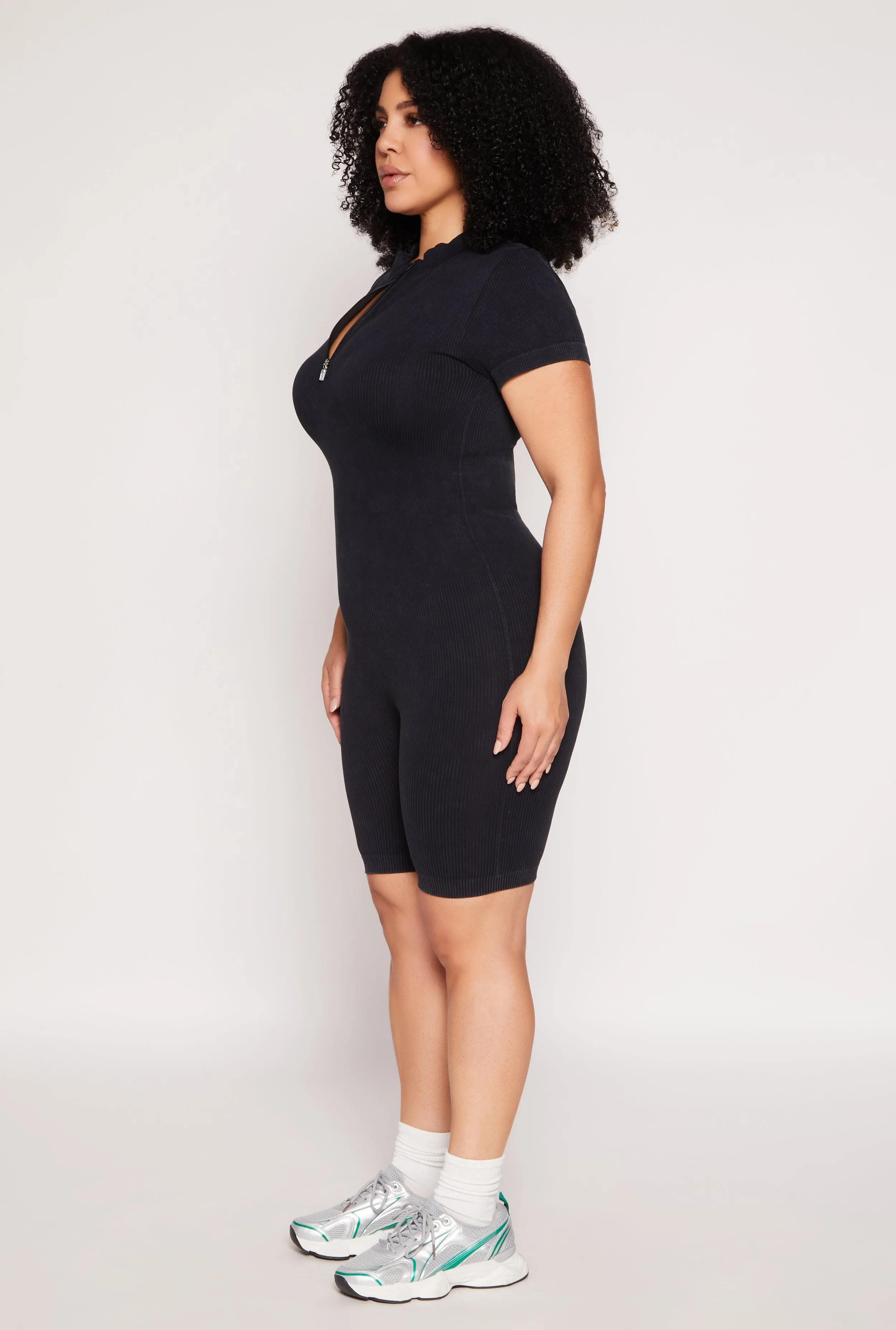 Plus Size Acid Wash Biker Romper sold by Rainbow product image thumbnail 2